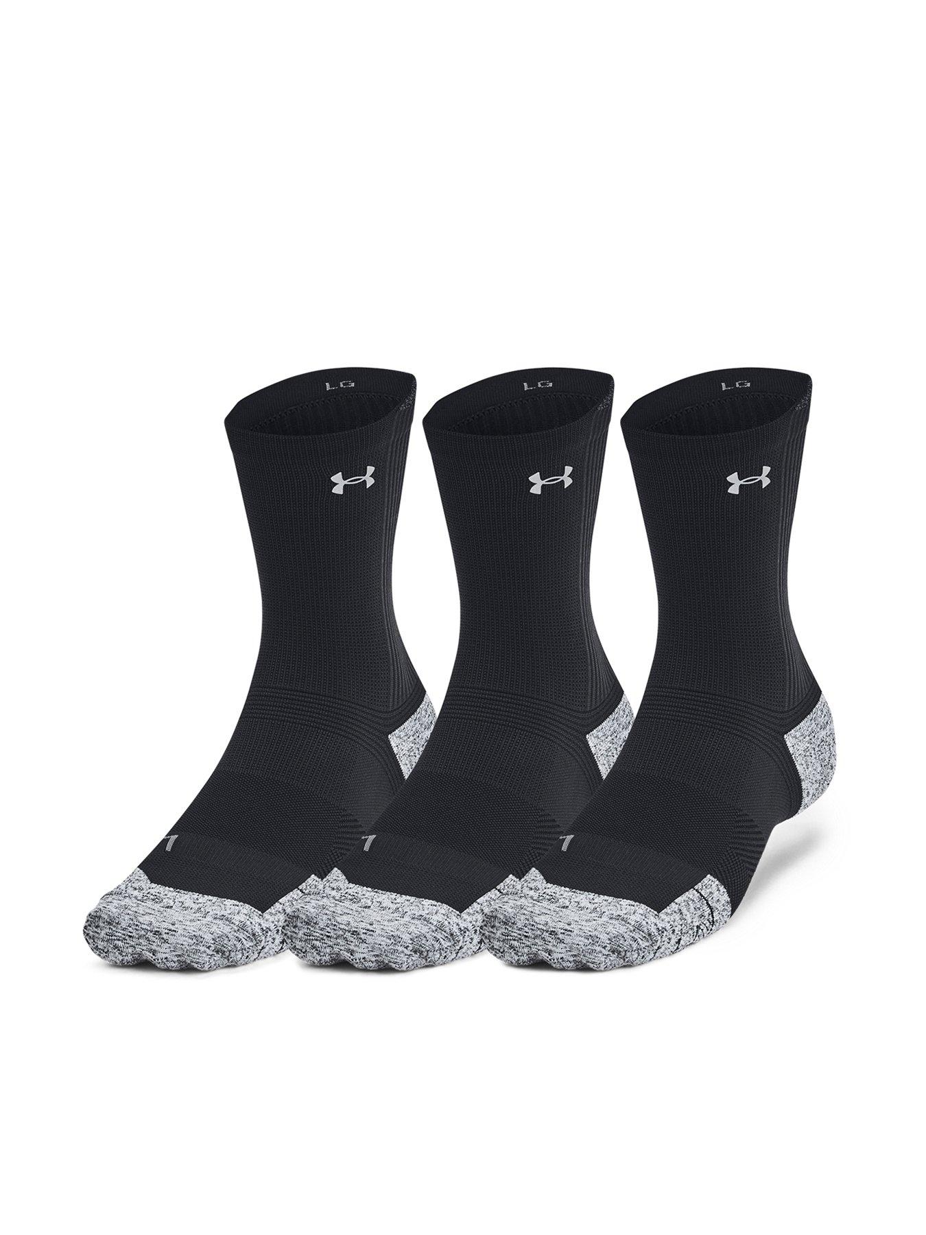 UNDER ARMOUR Adults Unisex Running Cushion 3Pack Crew Socks - Black