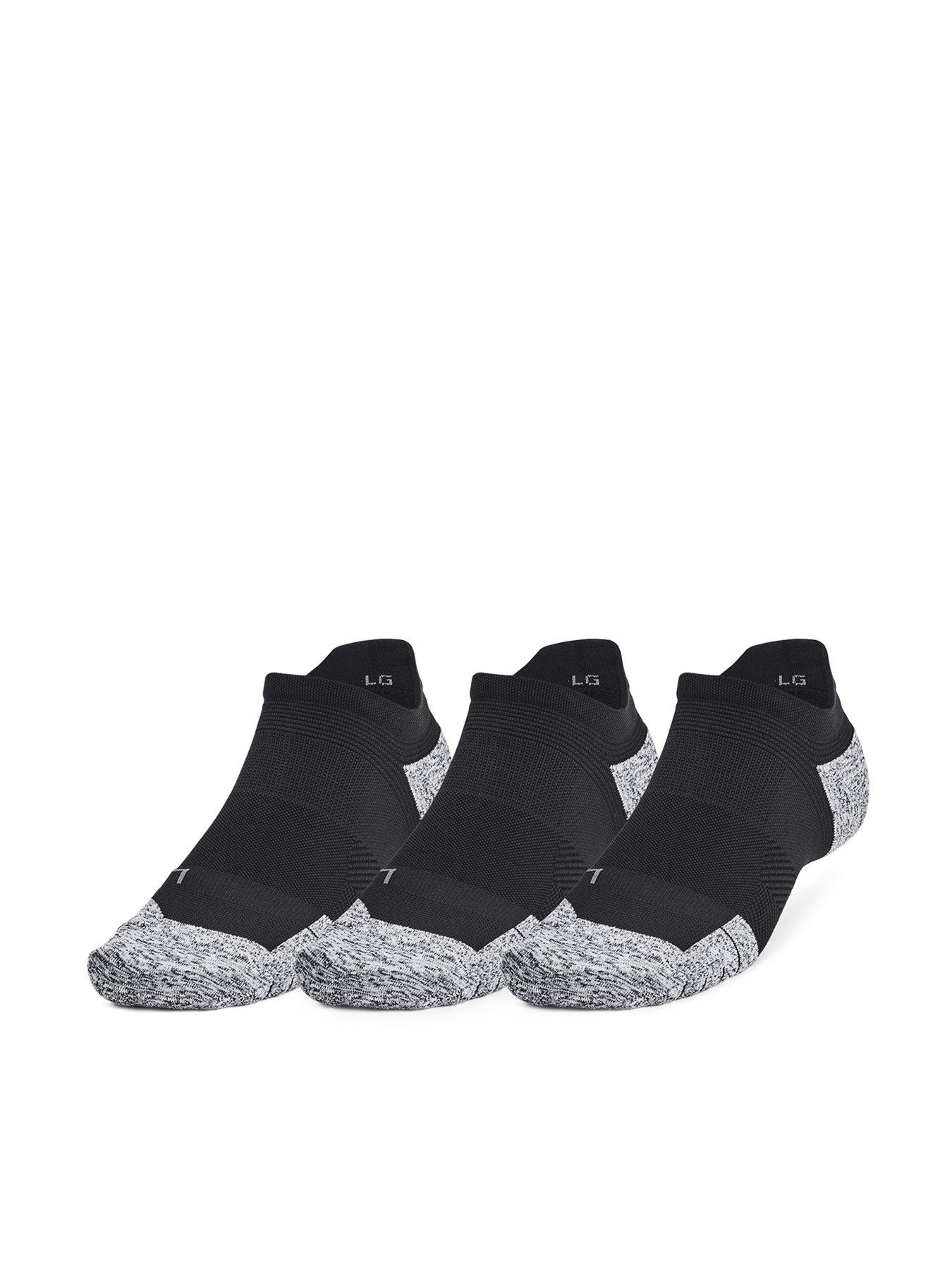 UNDER ARMOUR Adults Unisex Running Cushion 3 Pack No Show Socks - Black