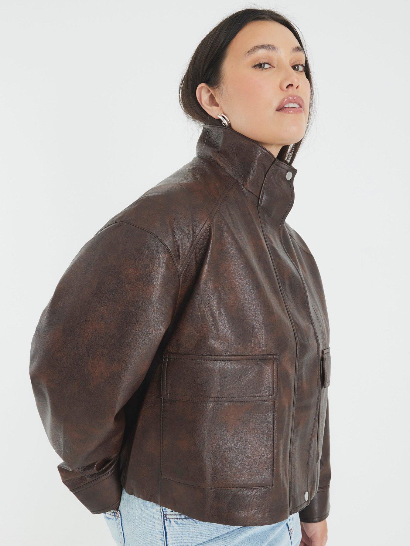 river-island-funnel-neck-ultimate-bomber-jacket-brownstillFront