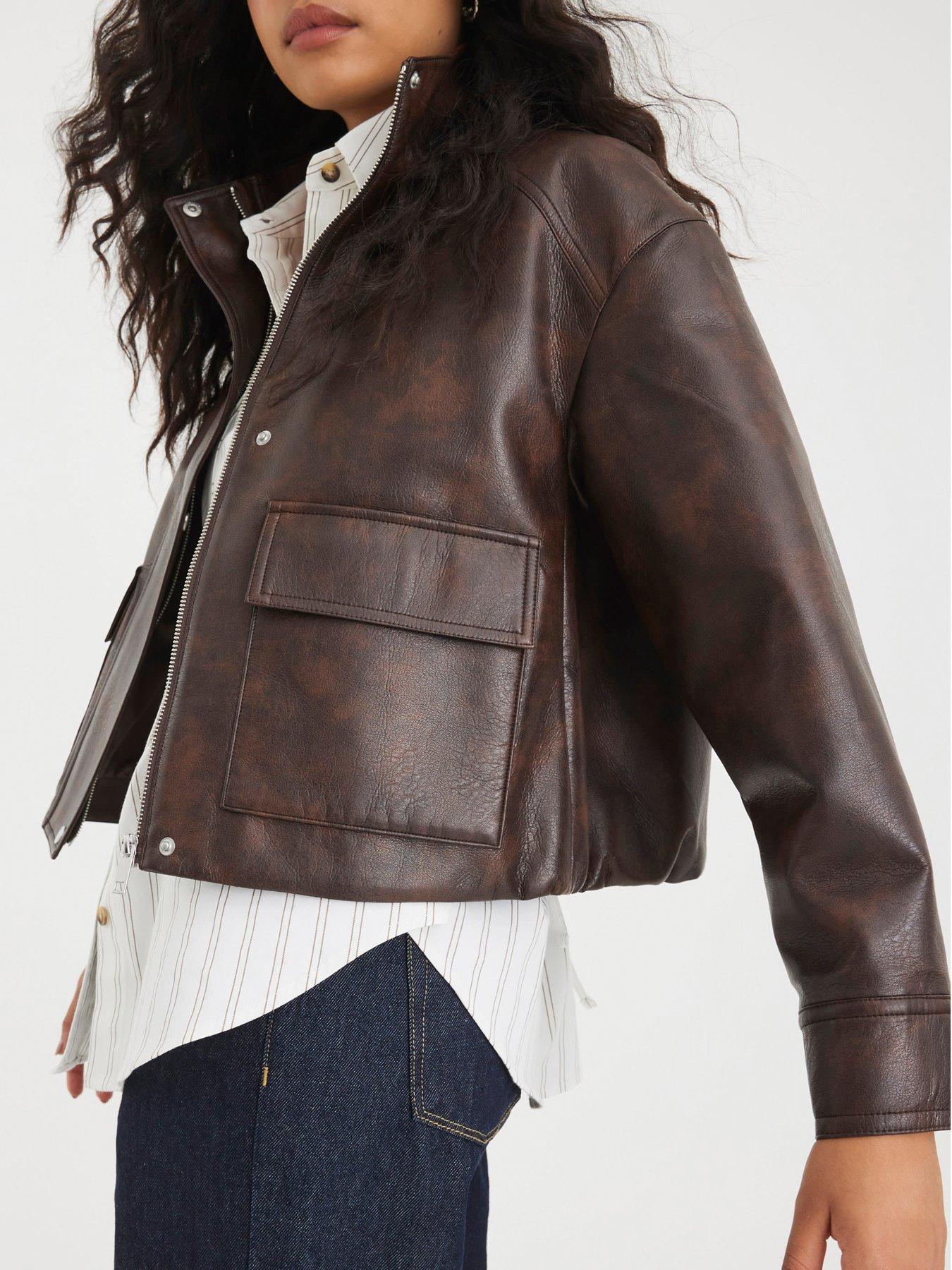 river-island-funnel-neck-ultimate-bomber-jacket-brownoutfit
