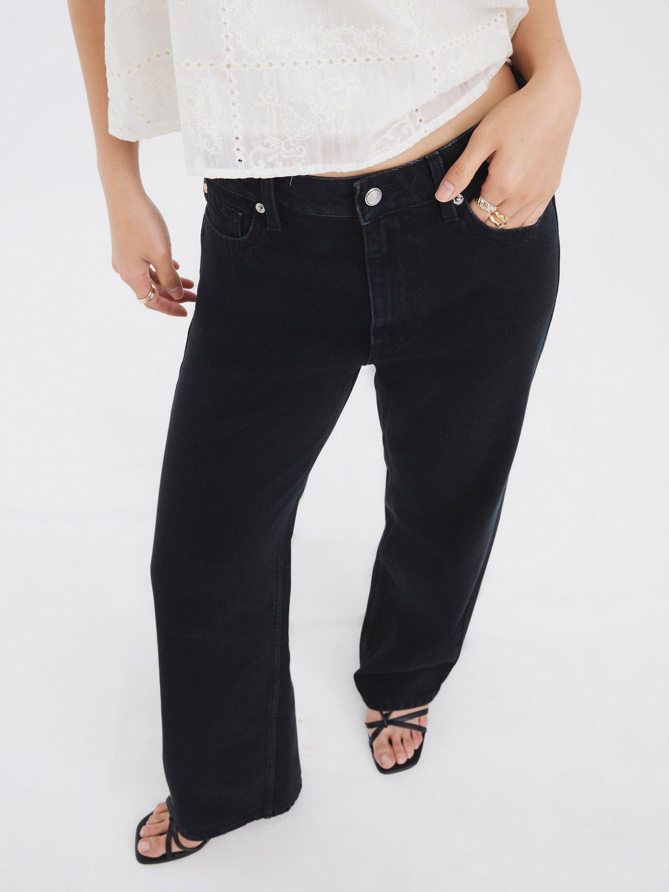 River Island Relaxed Straight Wander Jeans - Black