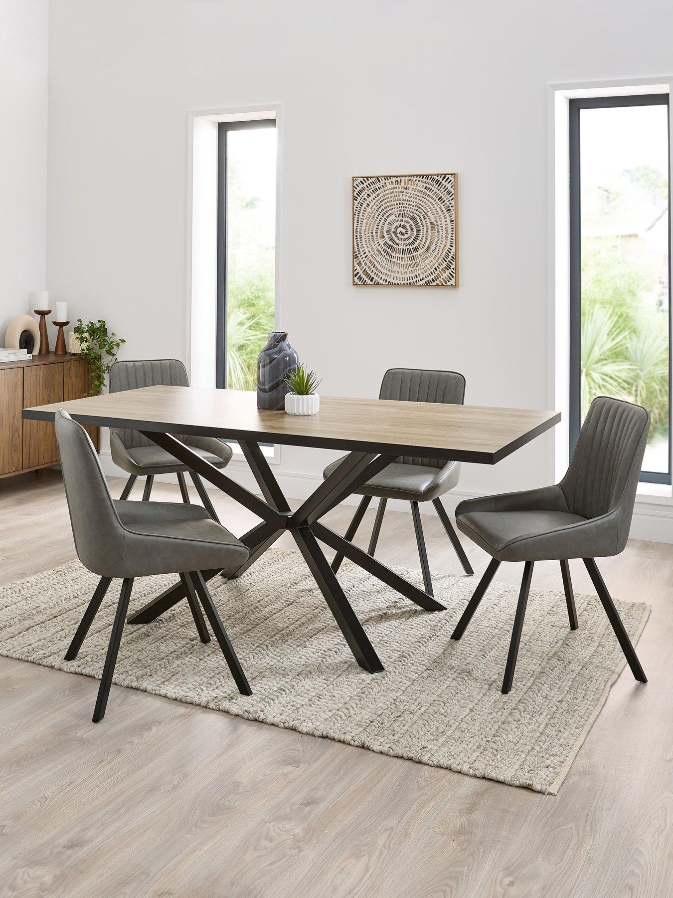 Image 1 of 7 of The Very Collection Oslo 180cm Rectangular Dining Table &amp; 4 Marlow Faux Leather Chairs - FSC&reg; Certified