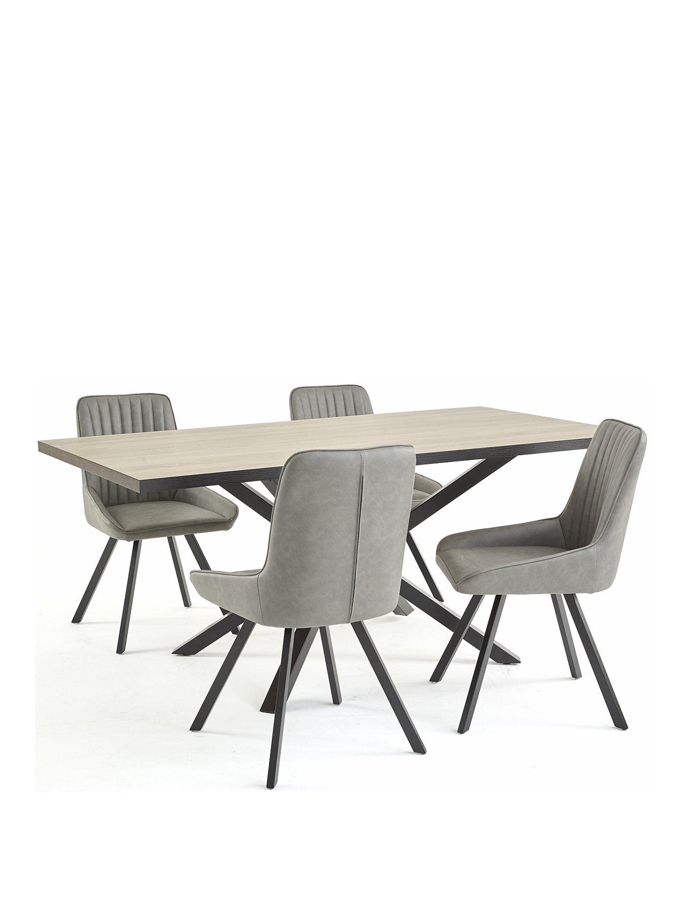Image 2 of 7 of The Very Collection Oslo 180cm Rectangular Dining Table &amp; 4 Marlow Faux Leather Chairs - FSC&reg; Certified