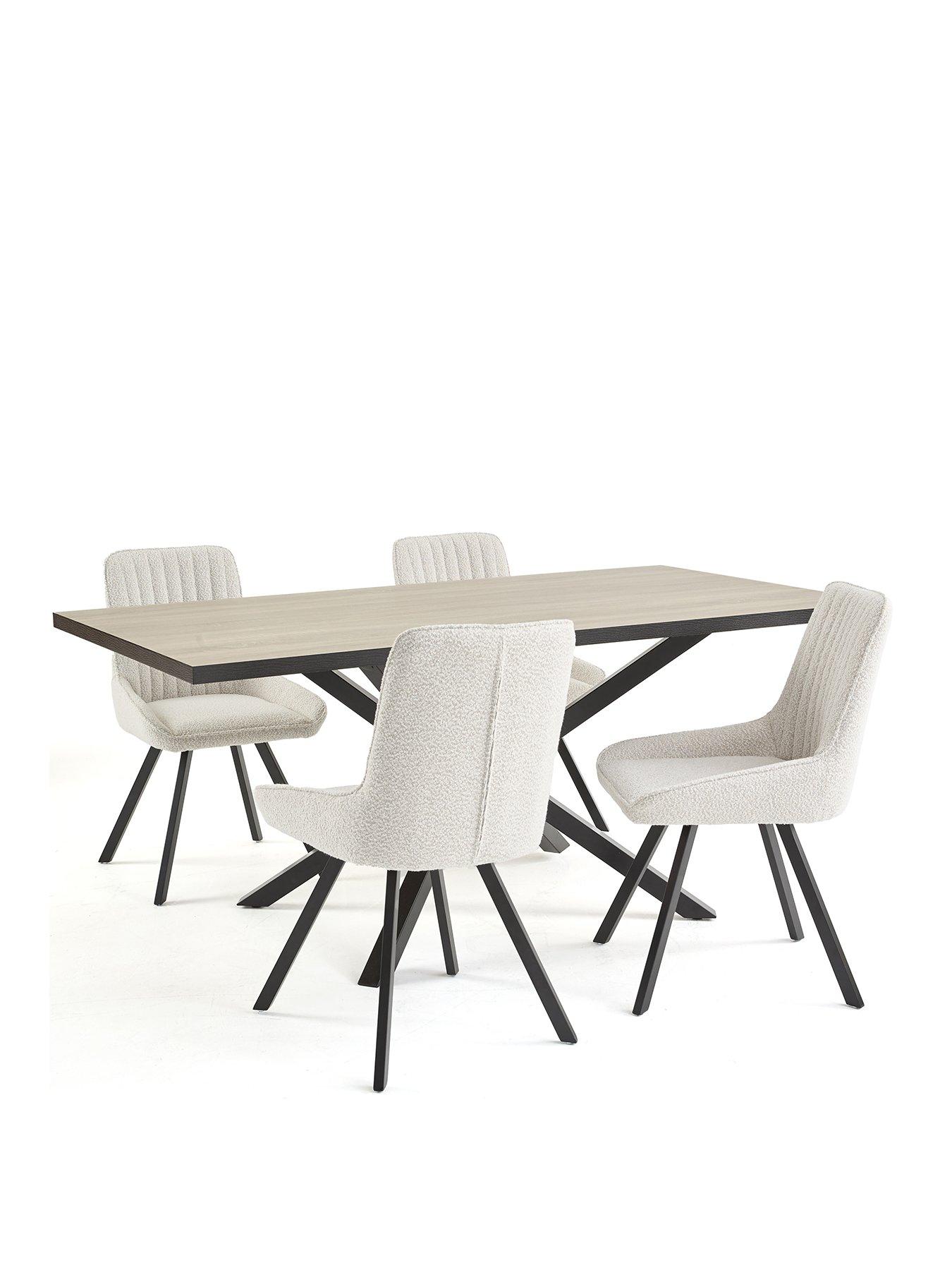 undefined Oslo 180cm Rectangular Dining Table & 4 Marlow Boucle Chairs
