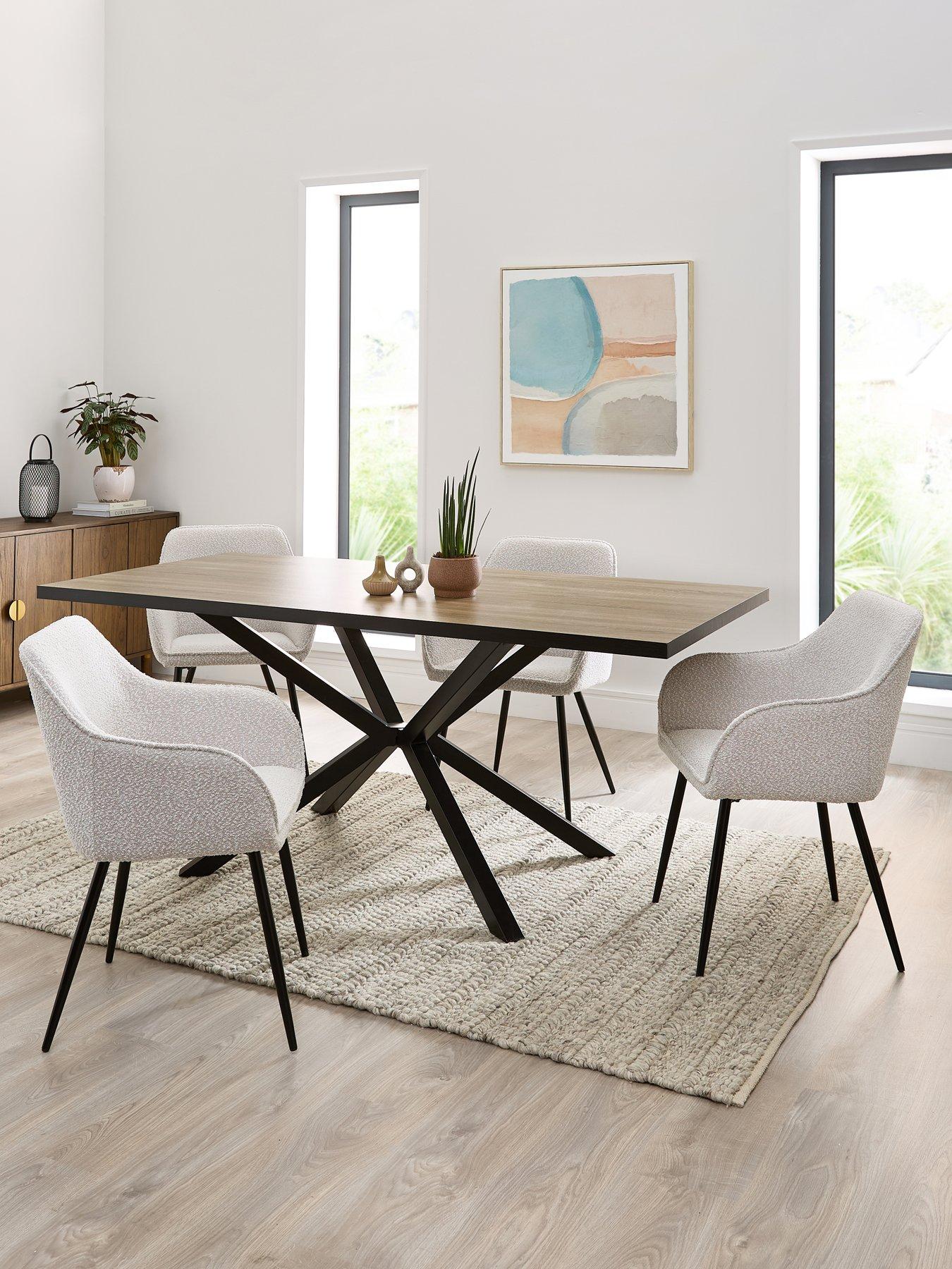 Image 1 of 7 of Very Home Oslo 180cm Rectangular Dining Table &amp; 4 Alisha Boucle Chairs - FSC&reg; Certified