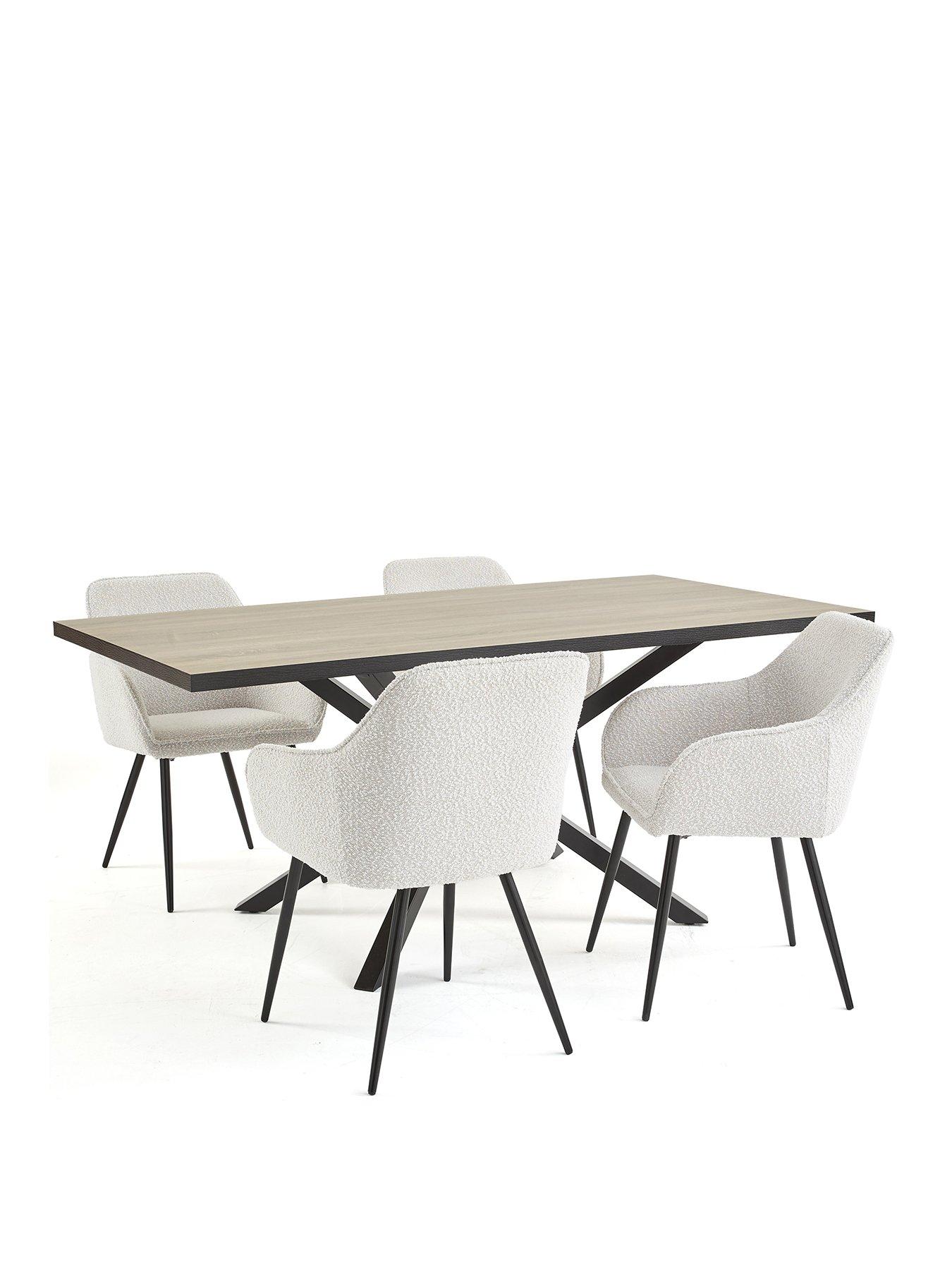 Image 2 of 7 of Very Home Oslo 180cm Rectangular Dining Table &amp; 4 Alisha Boucle Chairs - FSC&reg; Certified