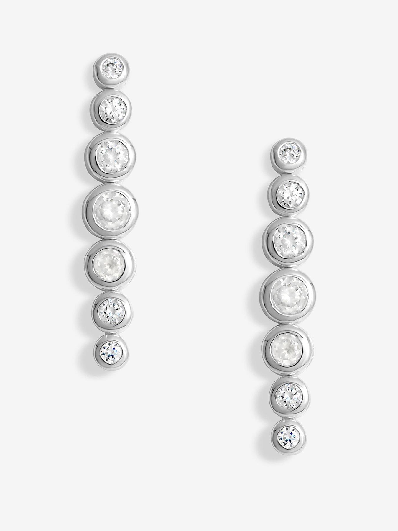 undefined Simply Silver Sterling Silver 925 Cubic Zirconia Graduated Tennis Drop Earrings
