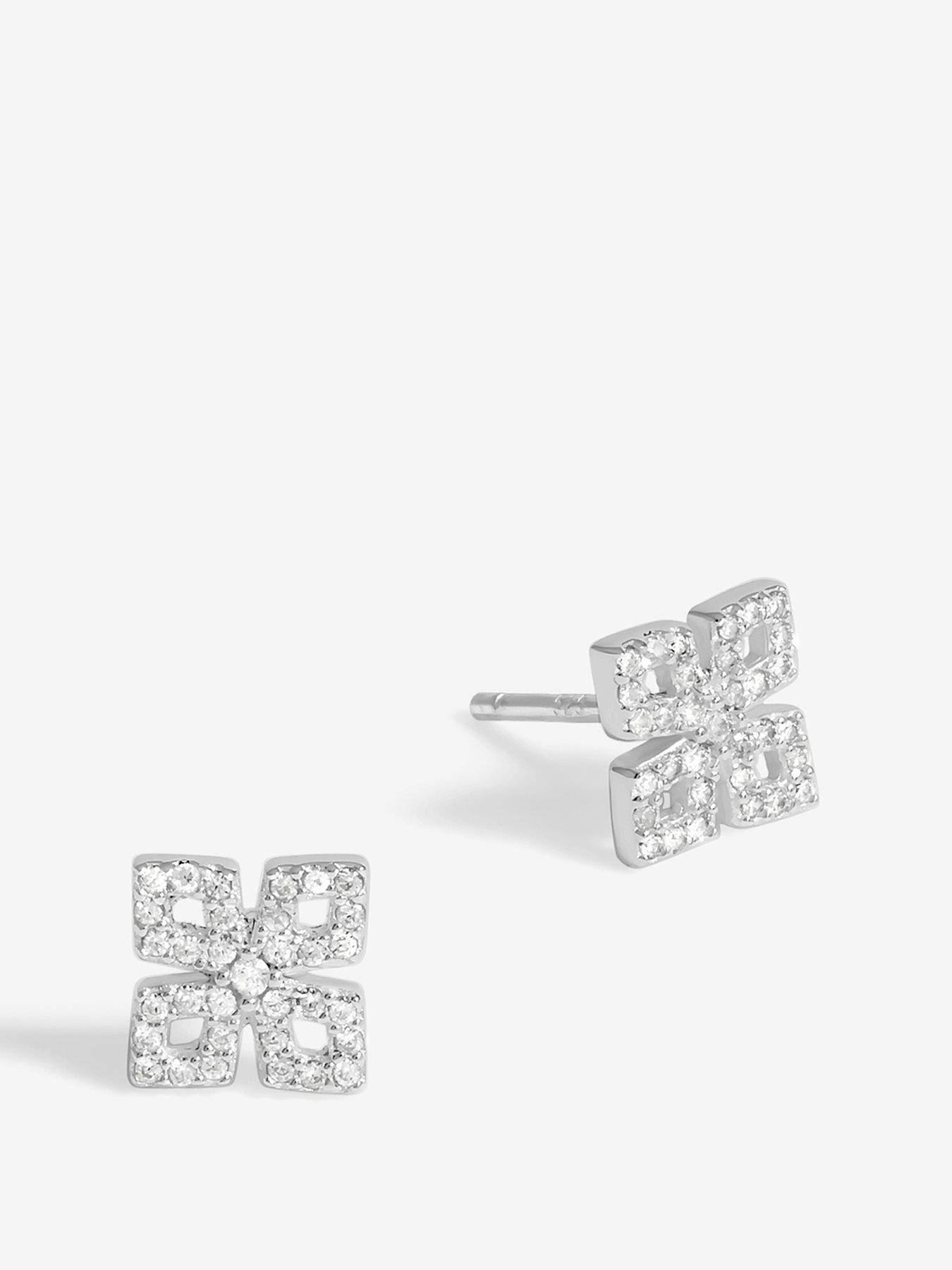 undefined Simply Silver Sterling Silver 925 Cubic Zirconia Floral stud Earrings