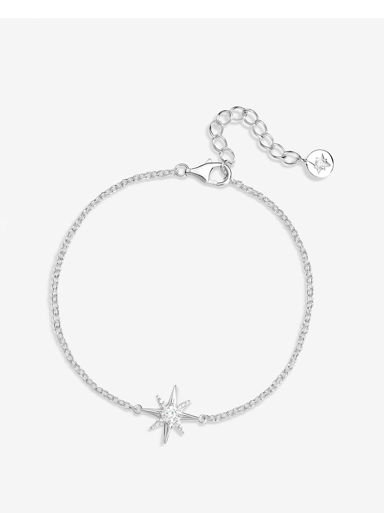 undefined Simply Silver Sterling Silver 925 Cubic Zirconia Star Bracelet
