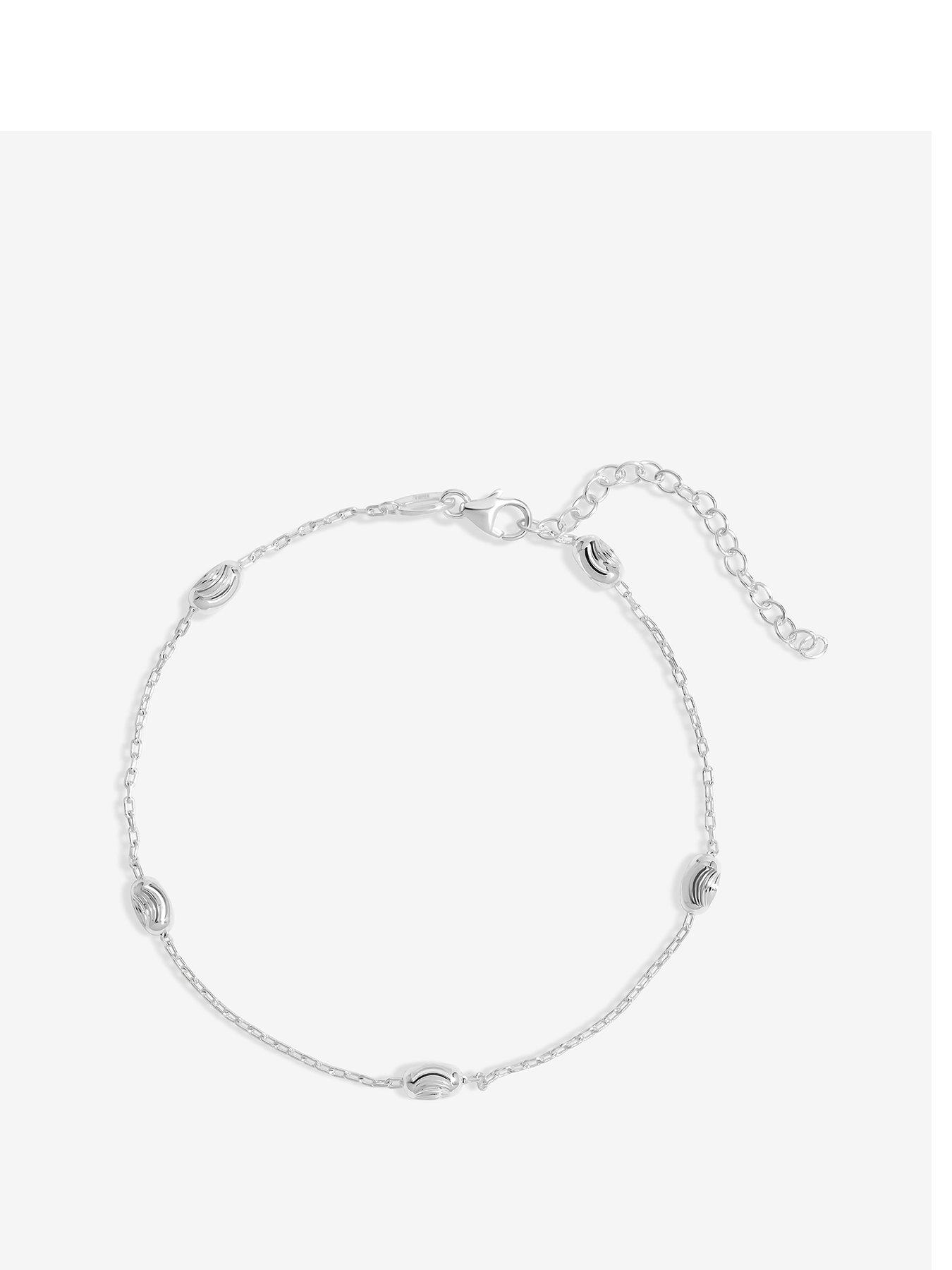 undefined Simply Silver Sterling Silver 925 Polished Textured Nugget Chain Bracelet