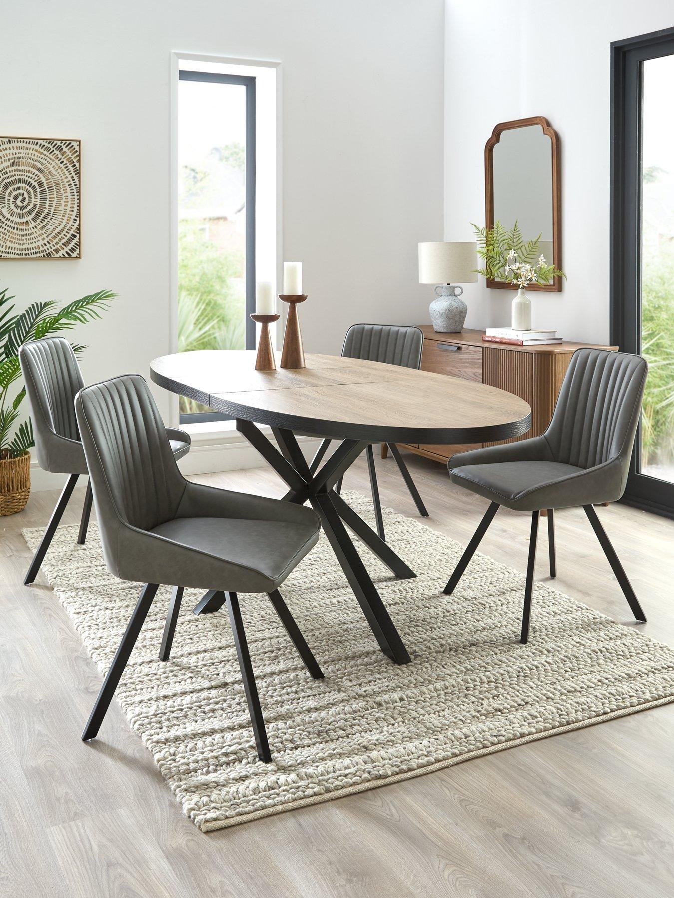 the-very-collection-oslo-extending-160-200cm-dining-table-amp-4-marlow-faux-leather-chairs