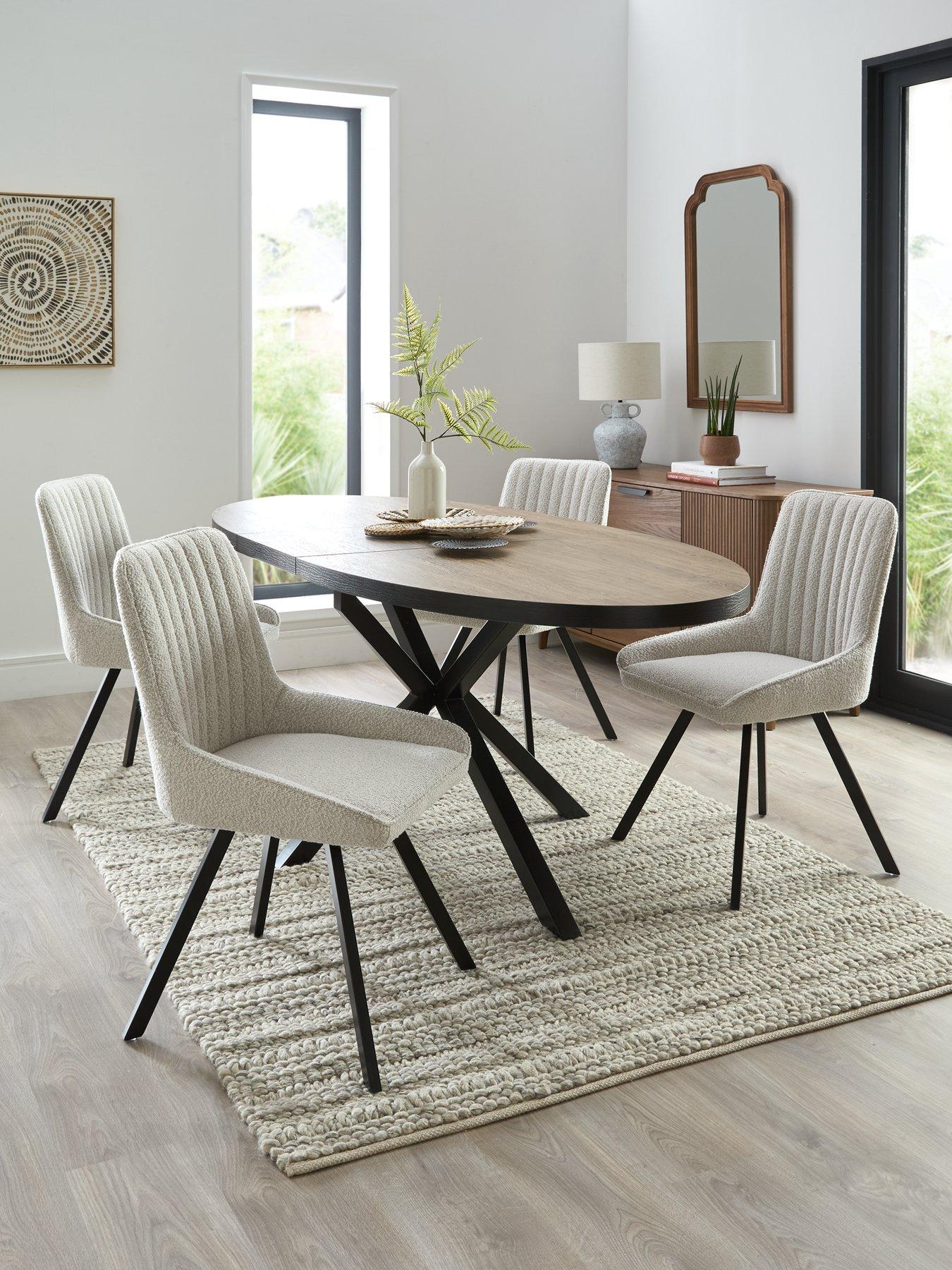 Image 1 of 7 of The Very Collection Oslo Extending 160-200cm Dining Table &amp; 4 Marlow Boucle Chairs