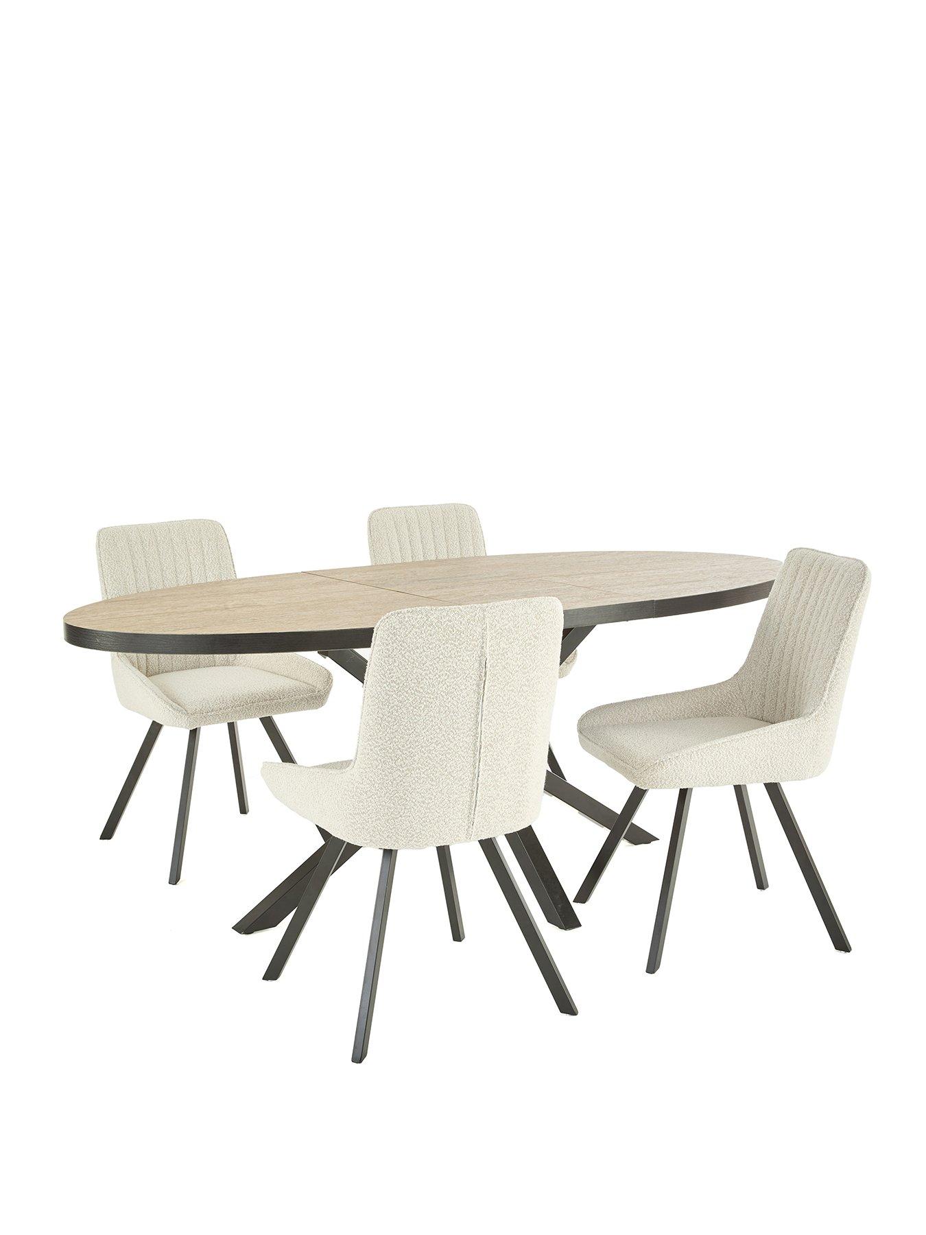 Image 2 of 7 of The Very Collection Oslo Extending 160-200cm Dining Table &amp; 4 Marlow Boucle Chairs