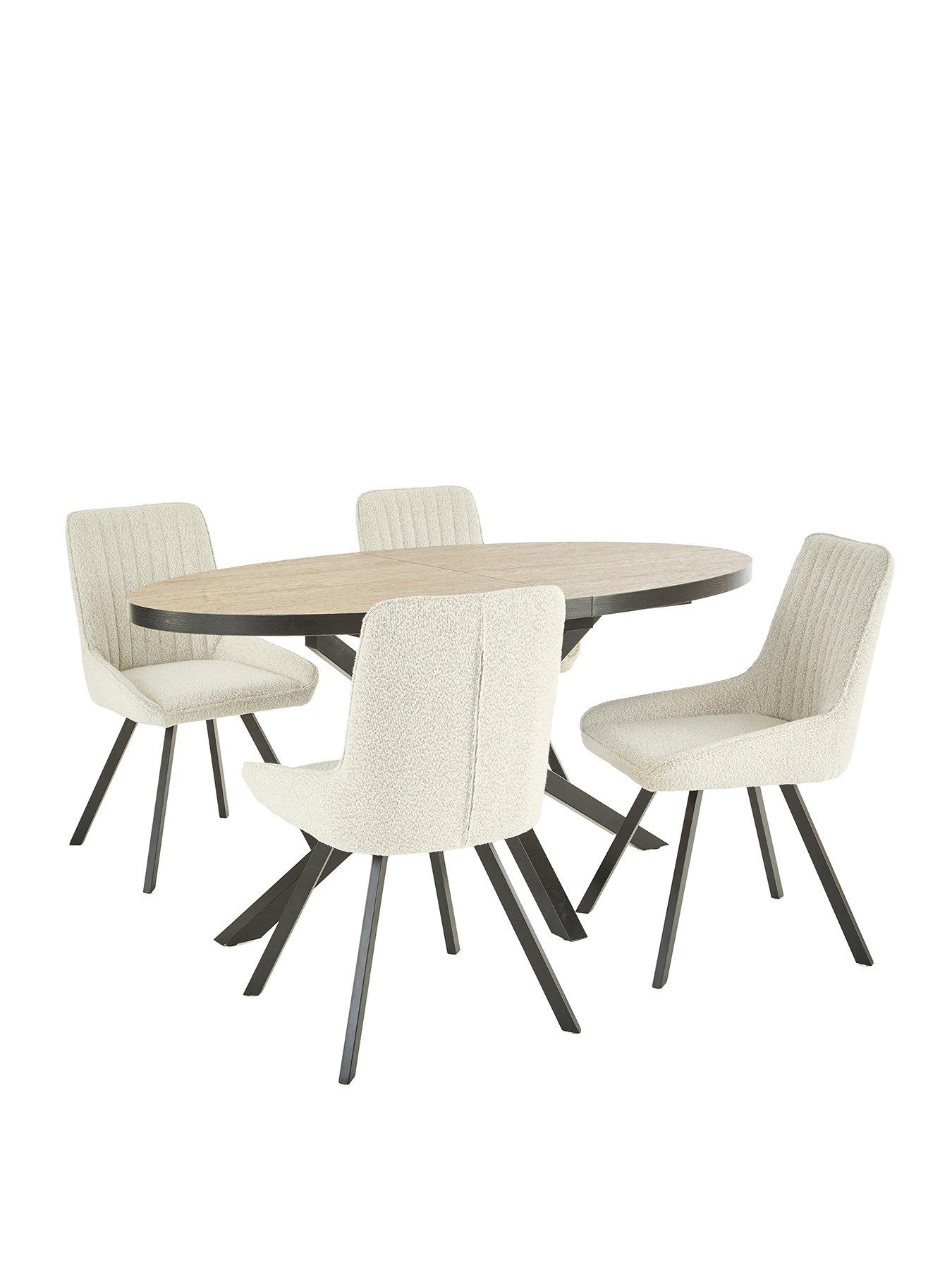 Image 3 of 7 of The Very Collection Oslo Extending 160-200cm Dining Table &amp; 4 Marlow Boucle Chairs