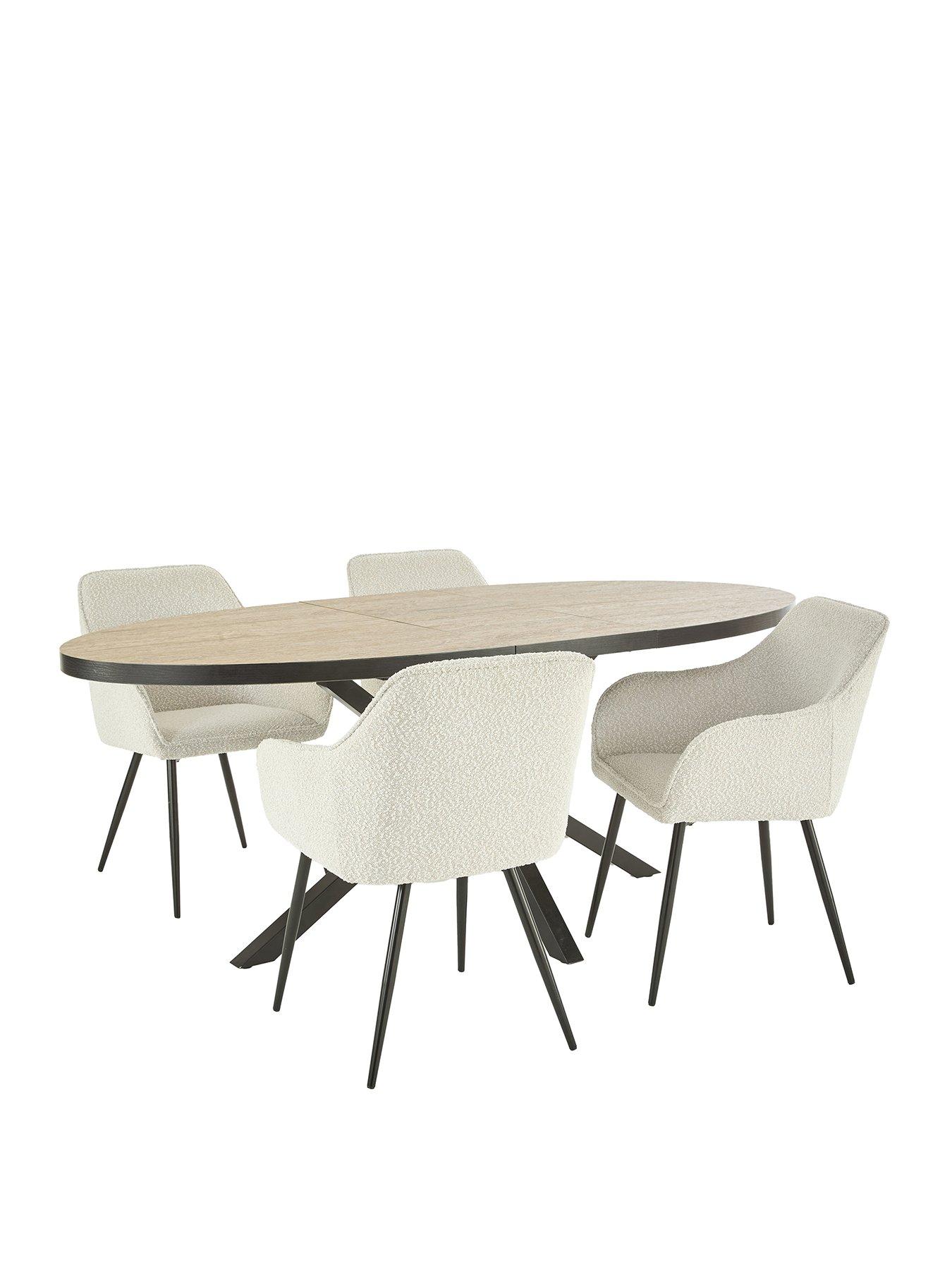 Image 2 of 7 of The Very Collection Oslo Extending 160-200cm Dining Table &amp; 4 Alisha Boucle Chairs