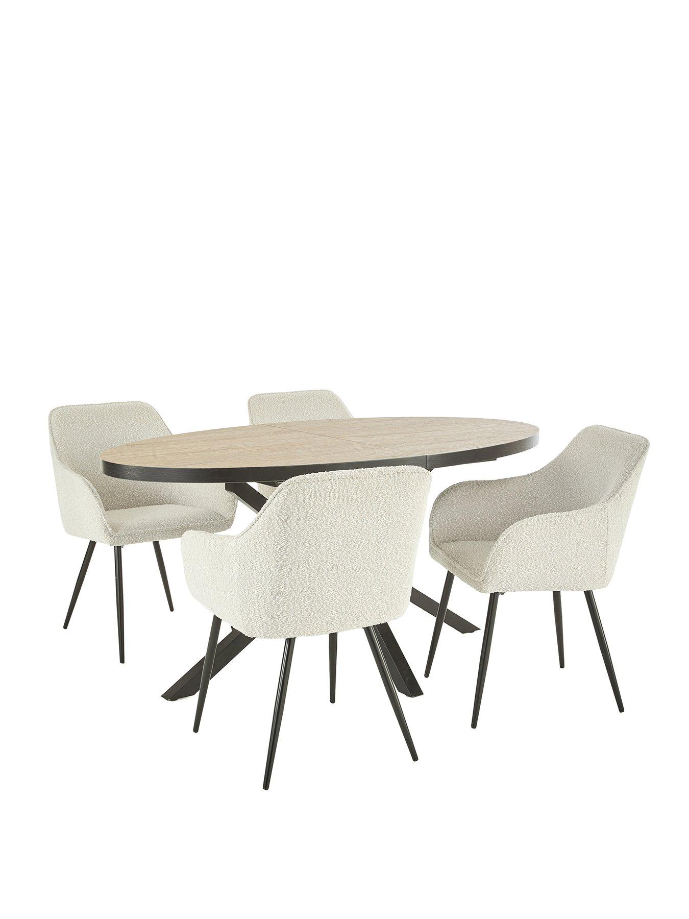 Image 3 of 7 of The Very Collection Oslo Extending 160-200cm Dining Table &amp; 4 Alisha Boucle Chairs
