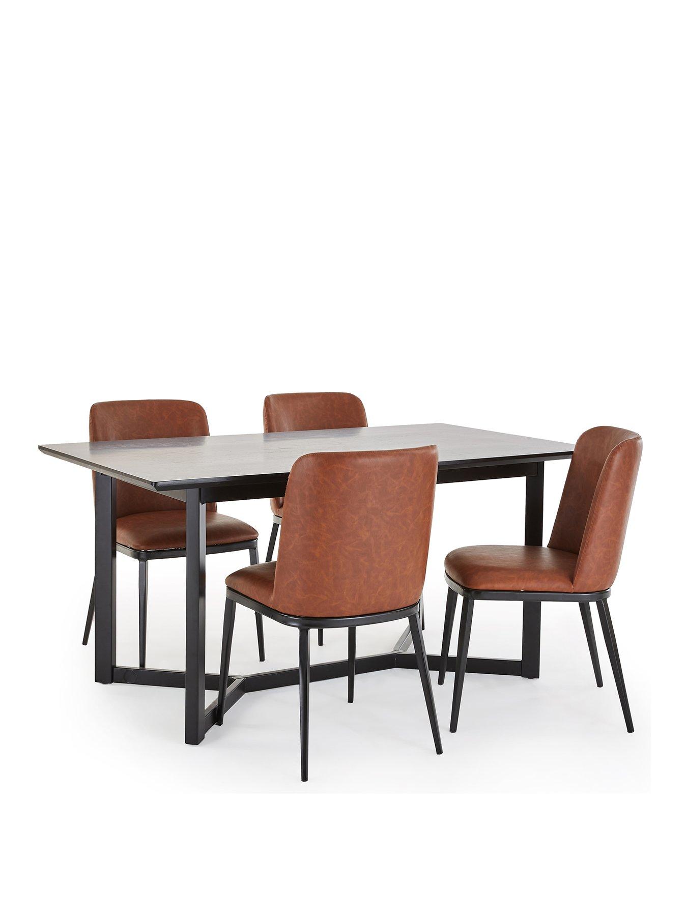 Image 2 of 7 of Very Home Ari 150cm Dining Table &amp; 4 Willow Chairs In Faux Leather - FSC&reg; Certified