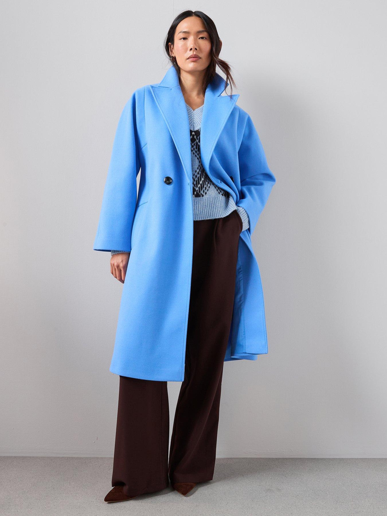 The Very Collection Relaxed Double Breasted Coat - Blue