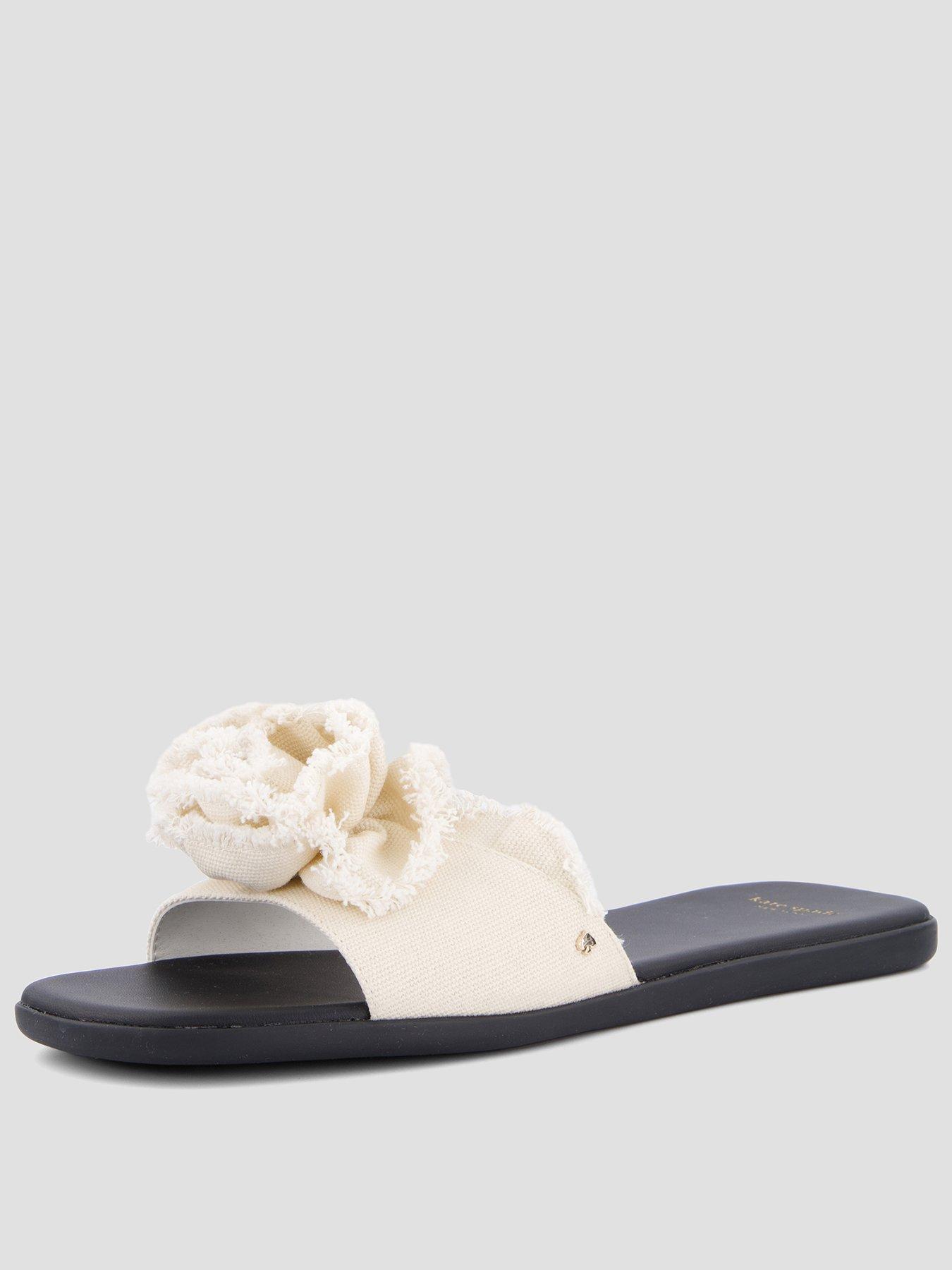 Kate Spade New York Flourish Canvas Flat Sandals - Cream