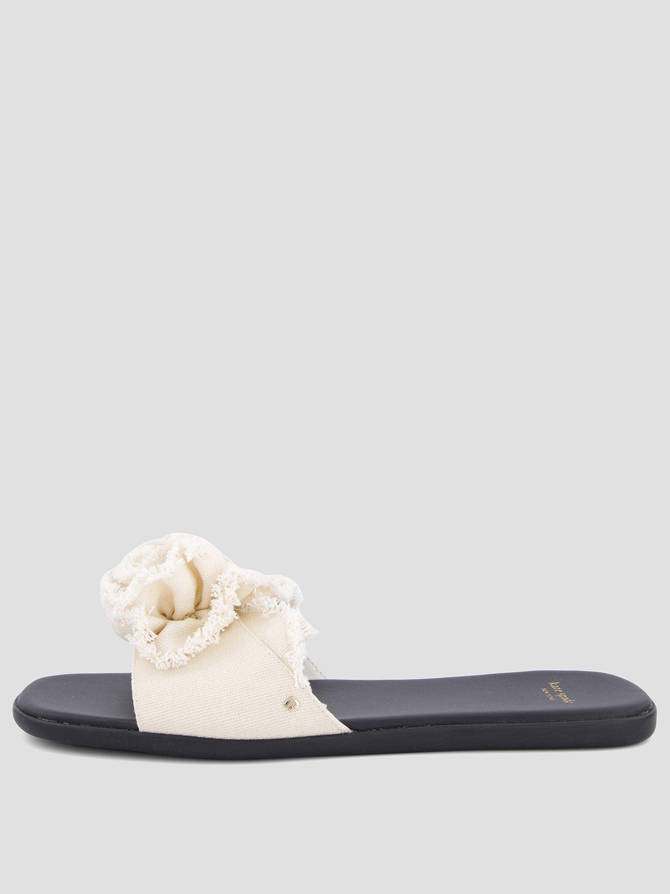 Image 2 of 7 of Kate Spade New York Flourish Canvas Flat Sandals - Cream