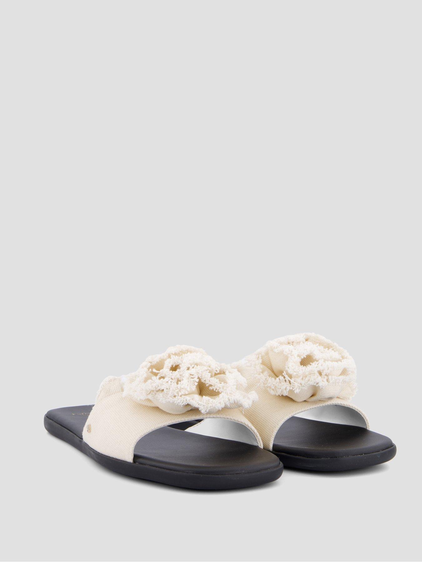 Image 6 of 7 of Kate Spade New York Flourish Canvas Flat Sandals - Cream