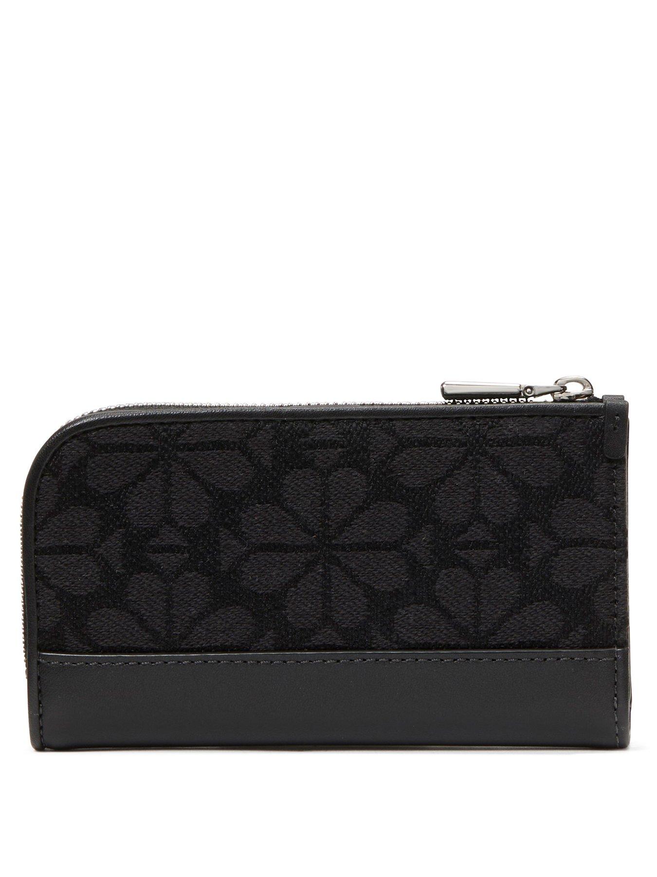 Image 2 of 3 of Kate Spade New York Devin Flower Jacquard Small Slim Bifold Wallet - Black