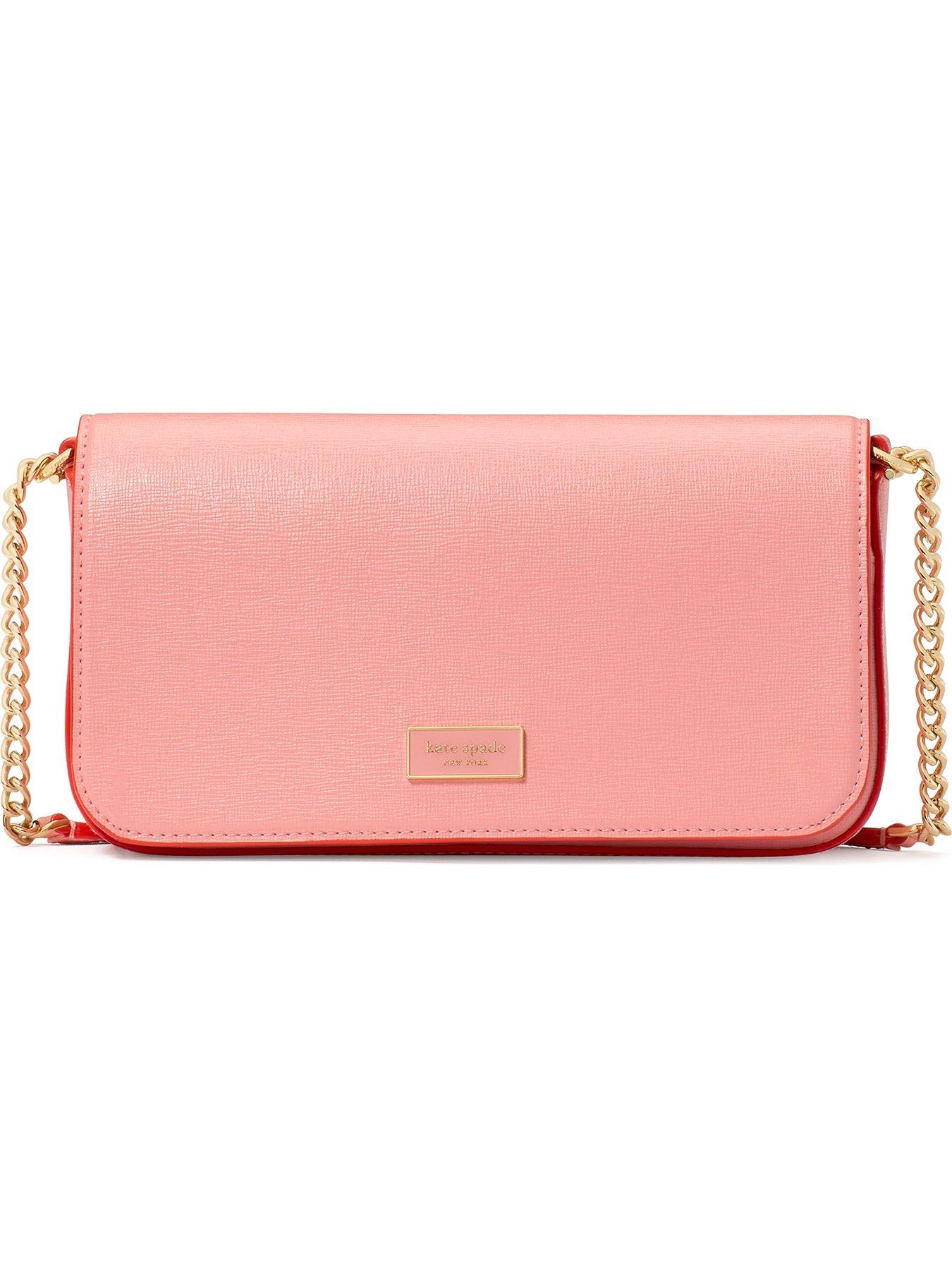Kate Spade New York Serena Saffiano Leather With Pop Edgepaint Flap Chain Wallet - Pink