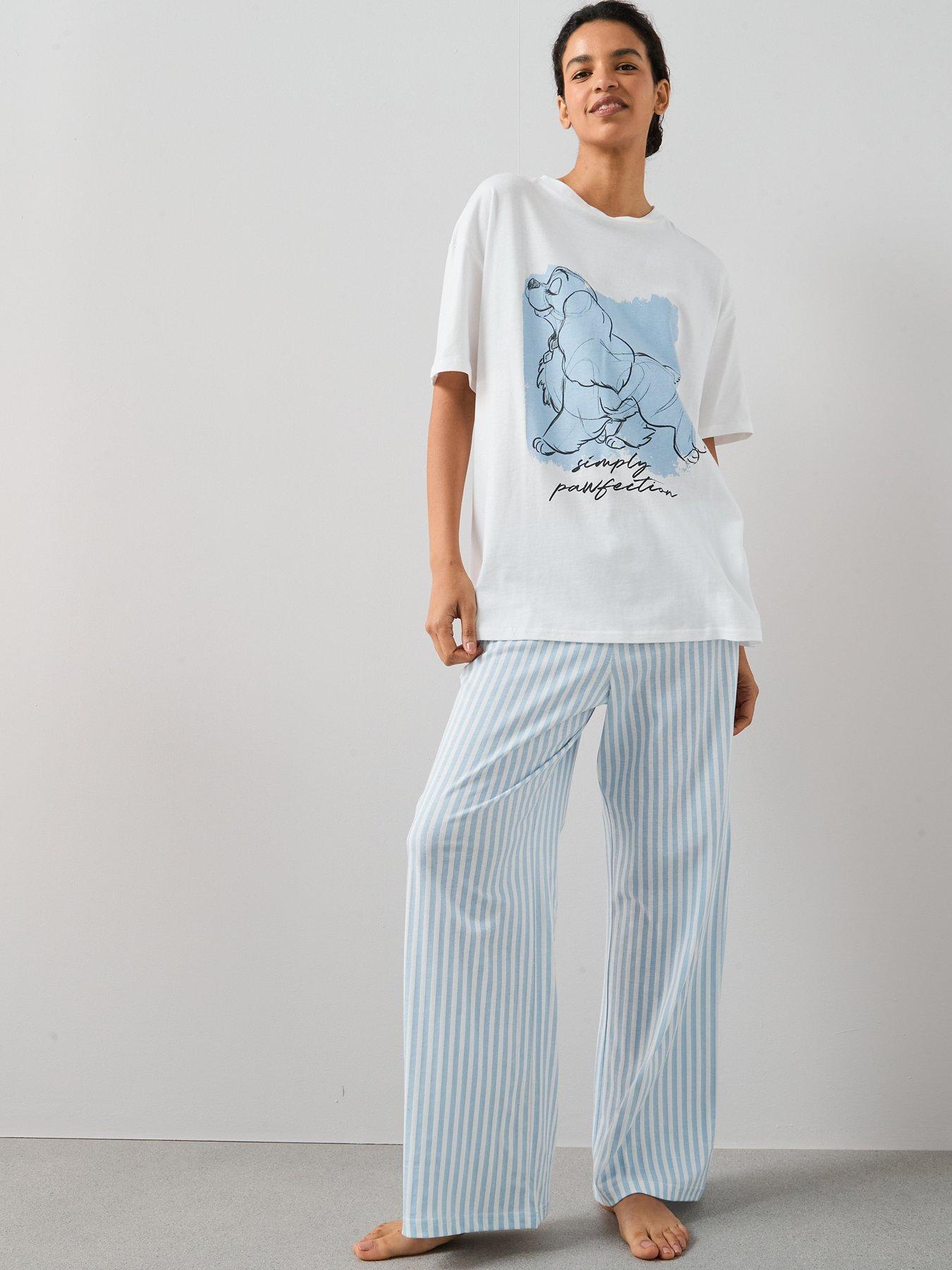 the-very-collection-lady-and-the-tramp-short-sleeve-pyjama-set-blue