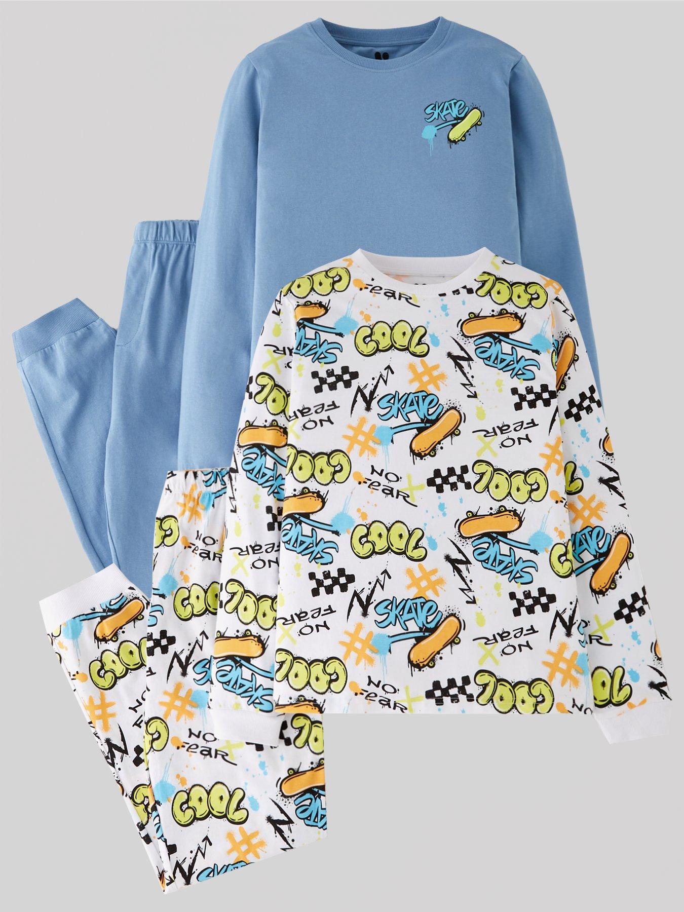 V by Very Boys 2 Pack Skate Pyjamas - Multi