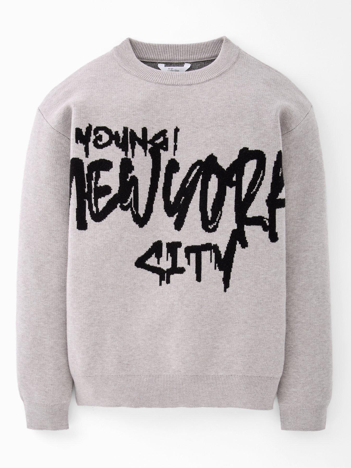 The Very Collection Boys Nyc Graffiti Knitted Jumper - Grey