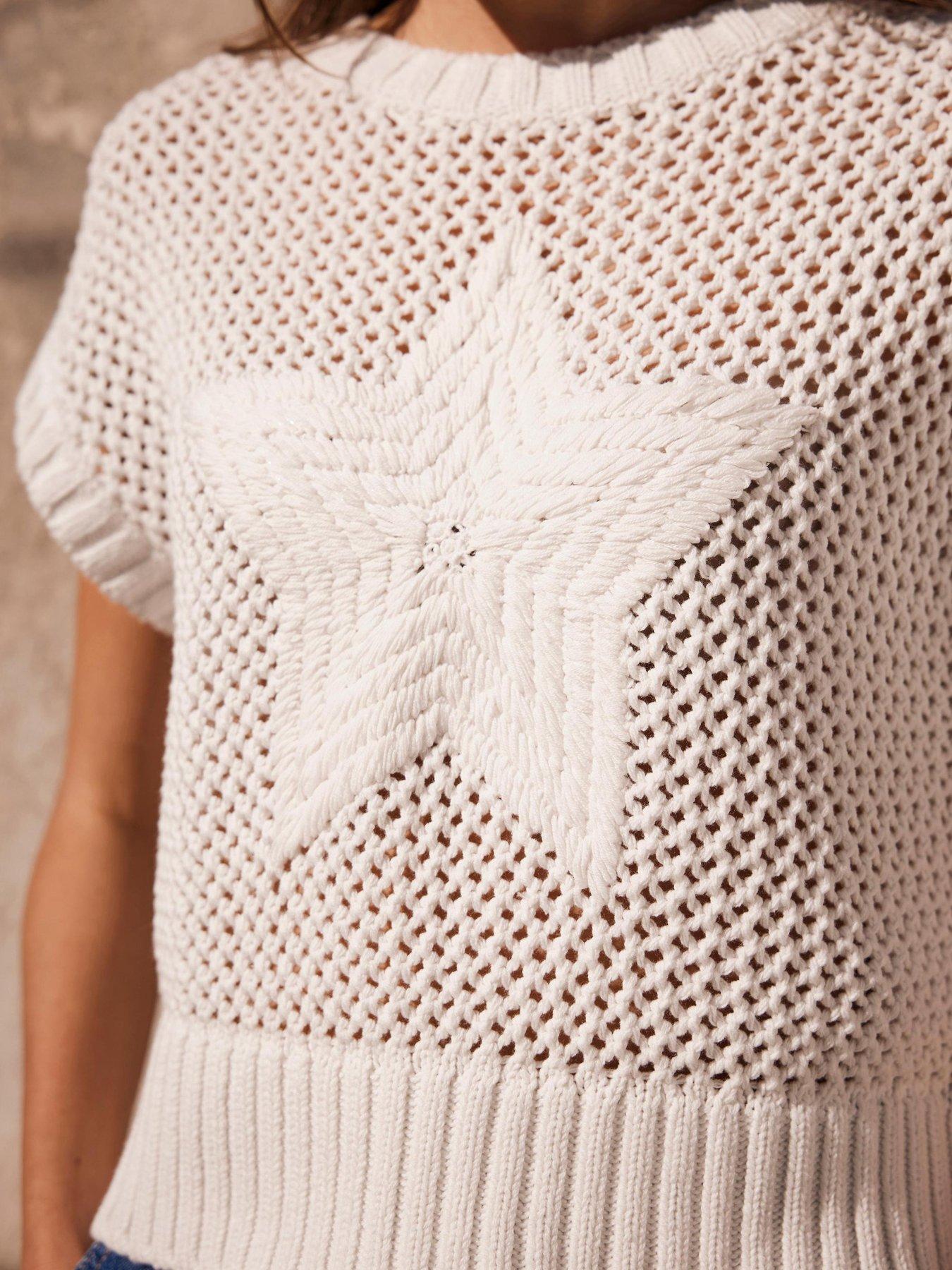 Image 3 of 6 of Mint Velvet Ivory Cotton Star Tabard - White