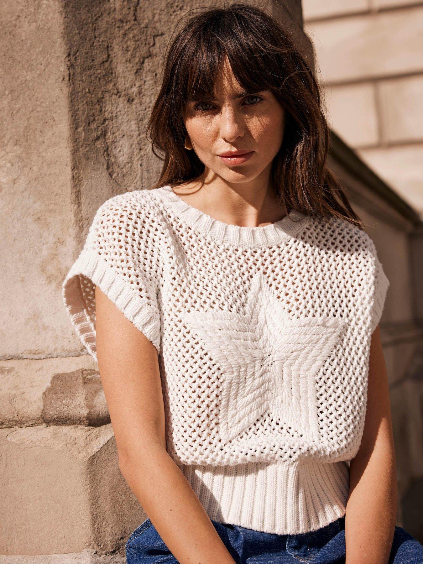 Image 4 of 6 of Mint Velvet Ivory Cotton Star Tabard - White