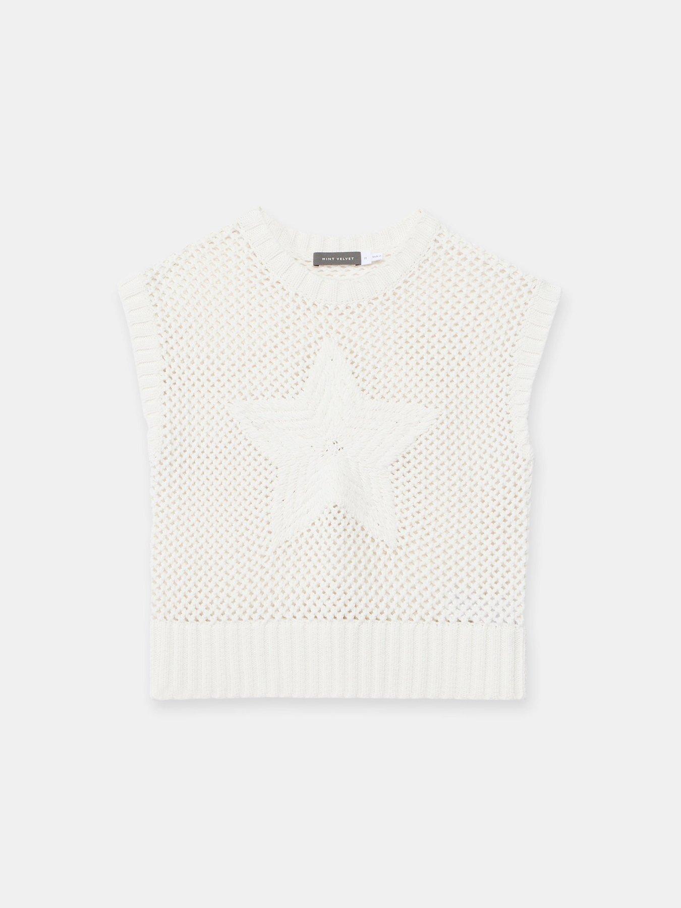 Image 5 of 6 of Mint Velvet Ivory Cotton Star Tabard - White