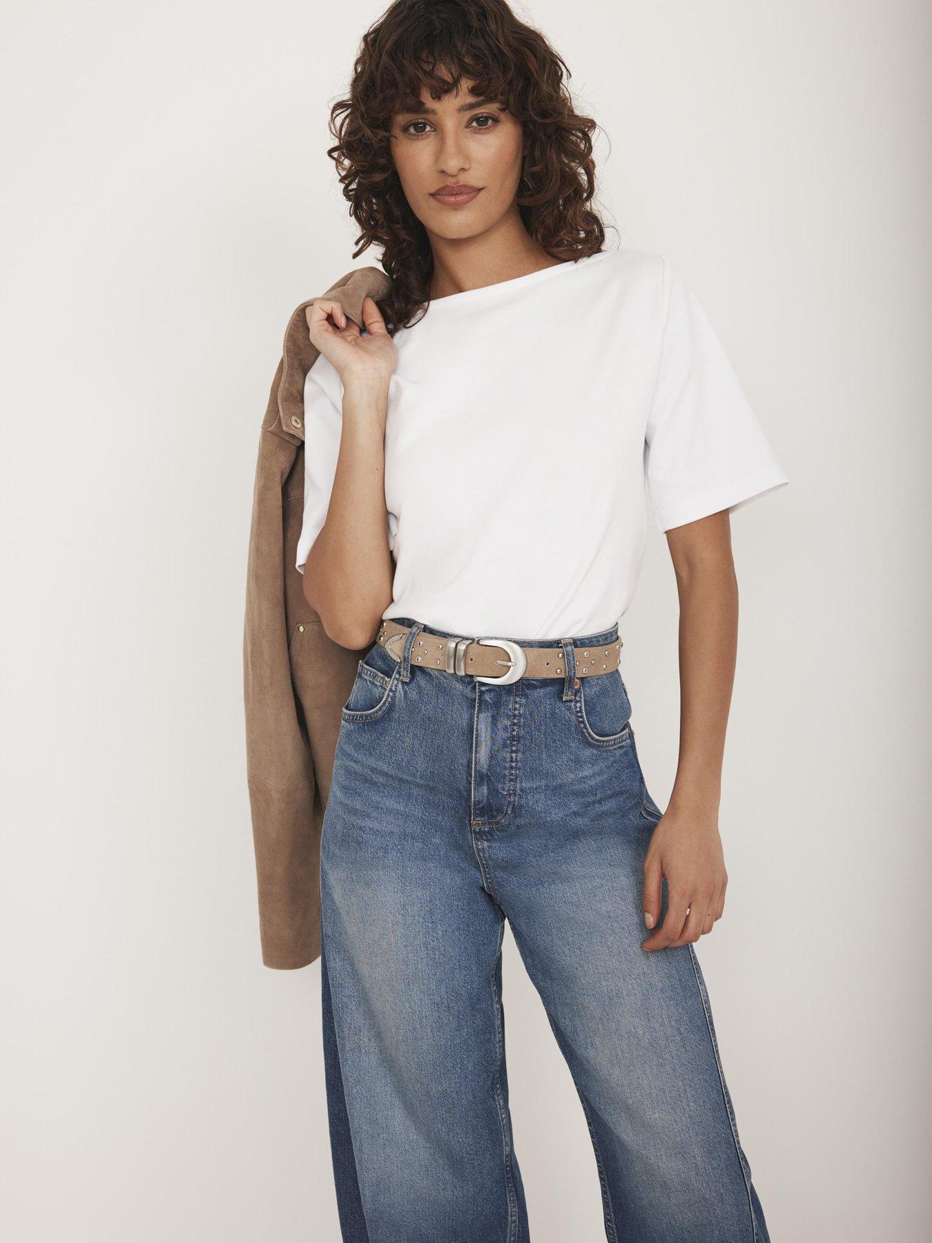 Mint Velvet Ivory Ultimate Slash T-Shirt - White