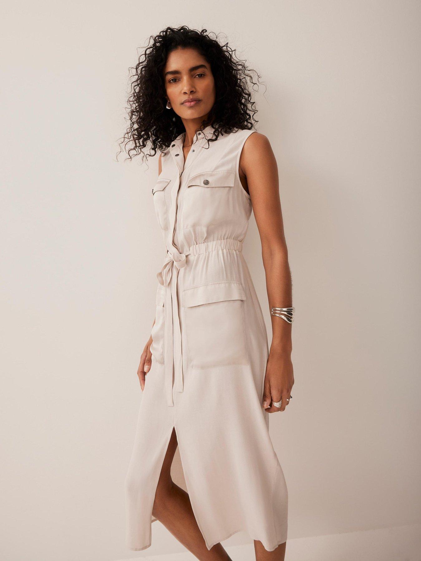 undefined Oyster Utility Midi Dress - Cream