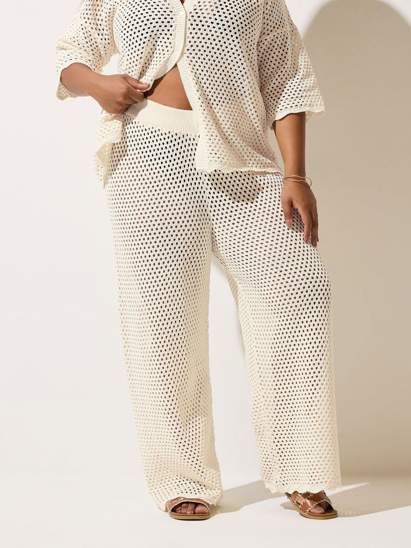 Image of Yours Curve Scallop Edge Trouser - Natural