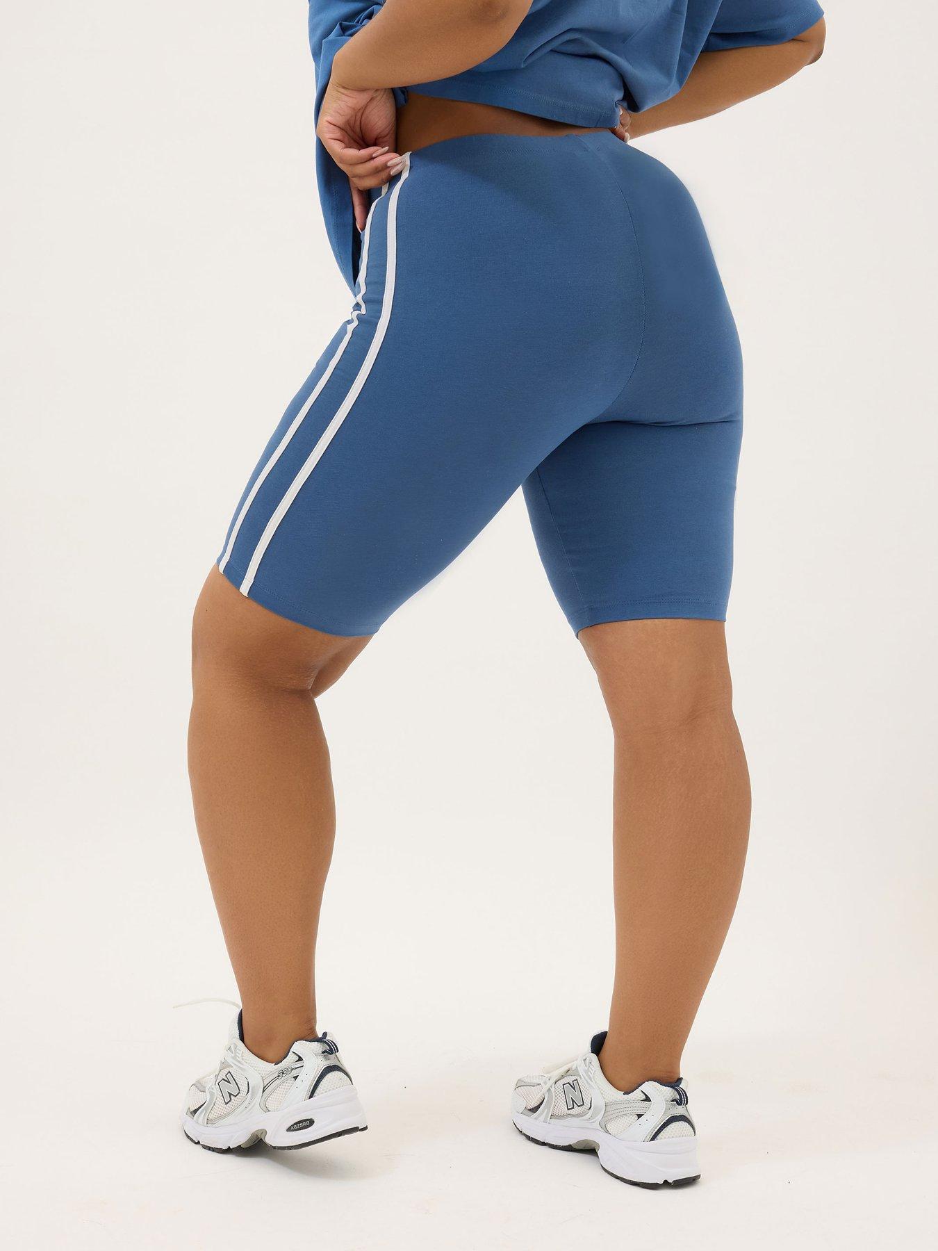 Image 2 of 4 of Yours Curve Side Stripe Shorts - Blue