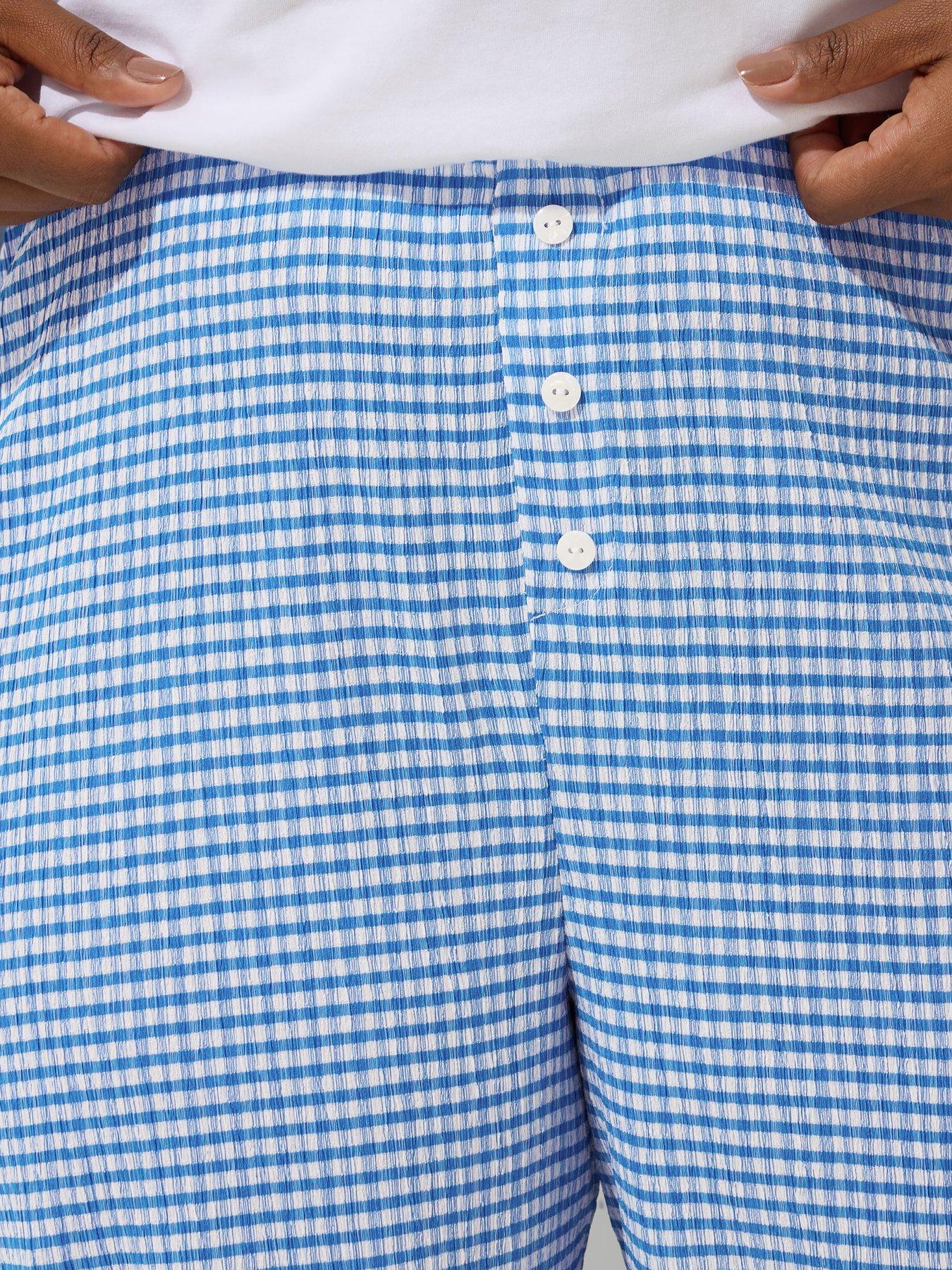 yours-curve-gingham-button-trouser-blueoutfit