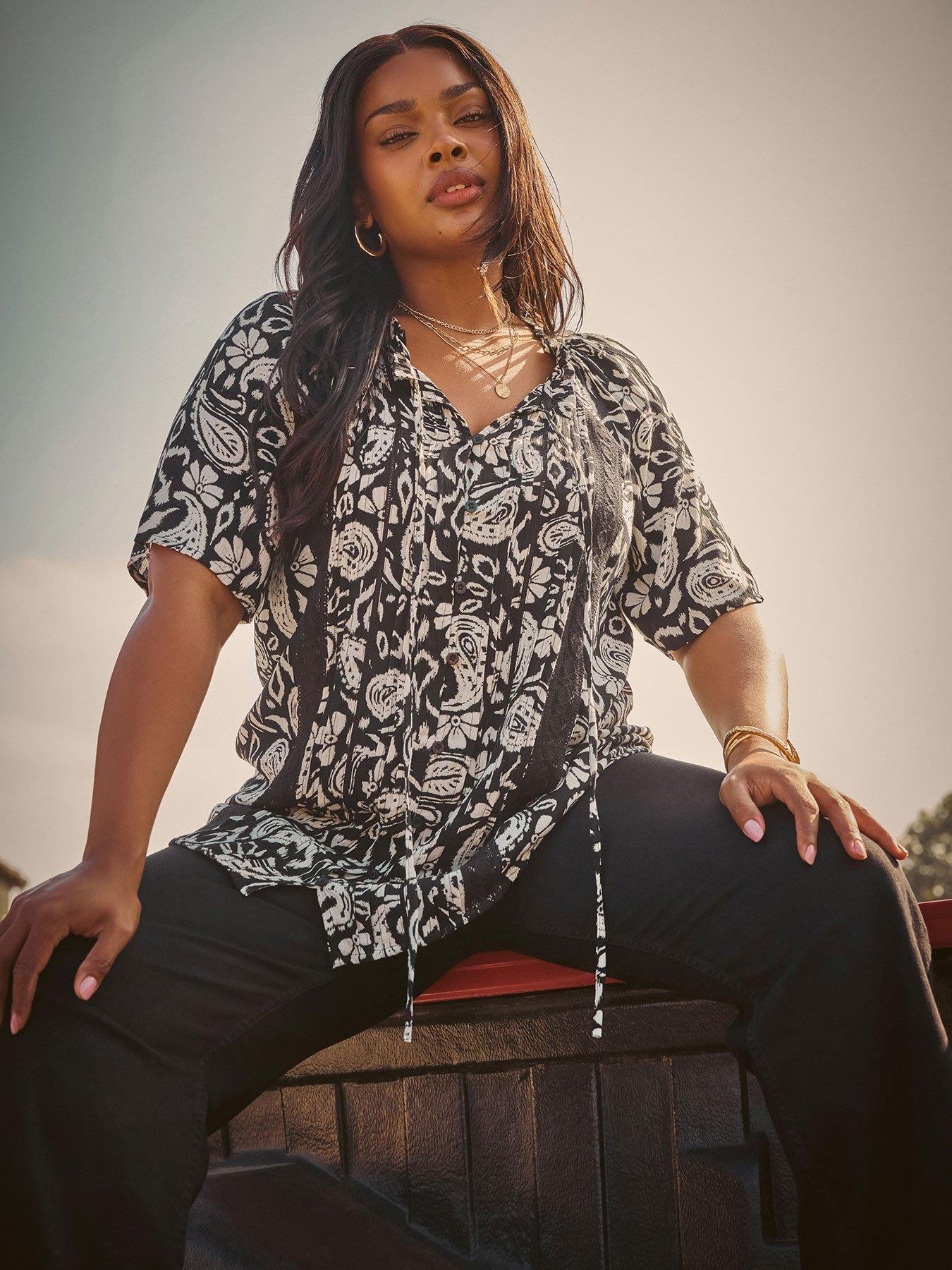 yours-curve-gypsy-pintuck-blouse-black