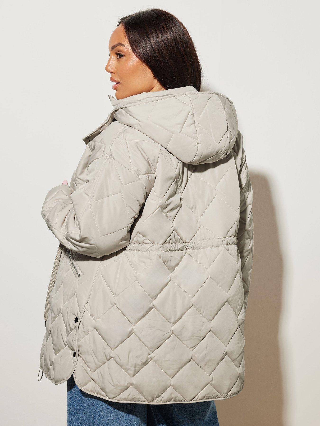 Image 2 of 4 of Yours Curve Zig Zag Quilted Midi Jacket - Ivory