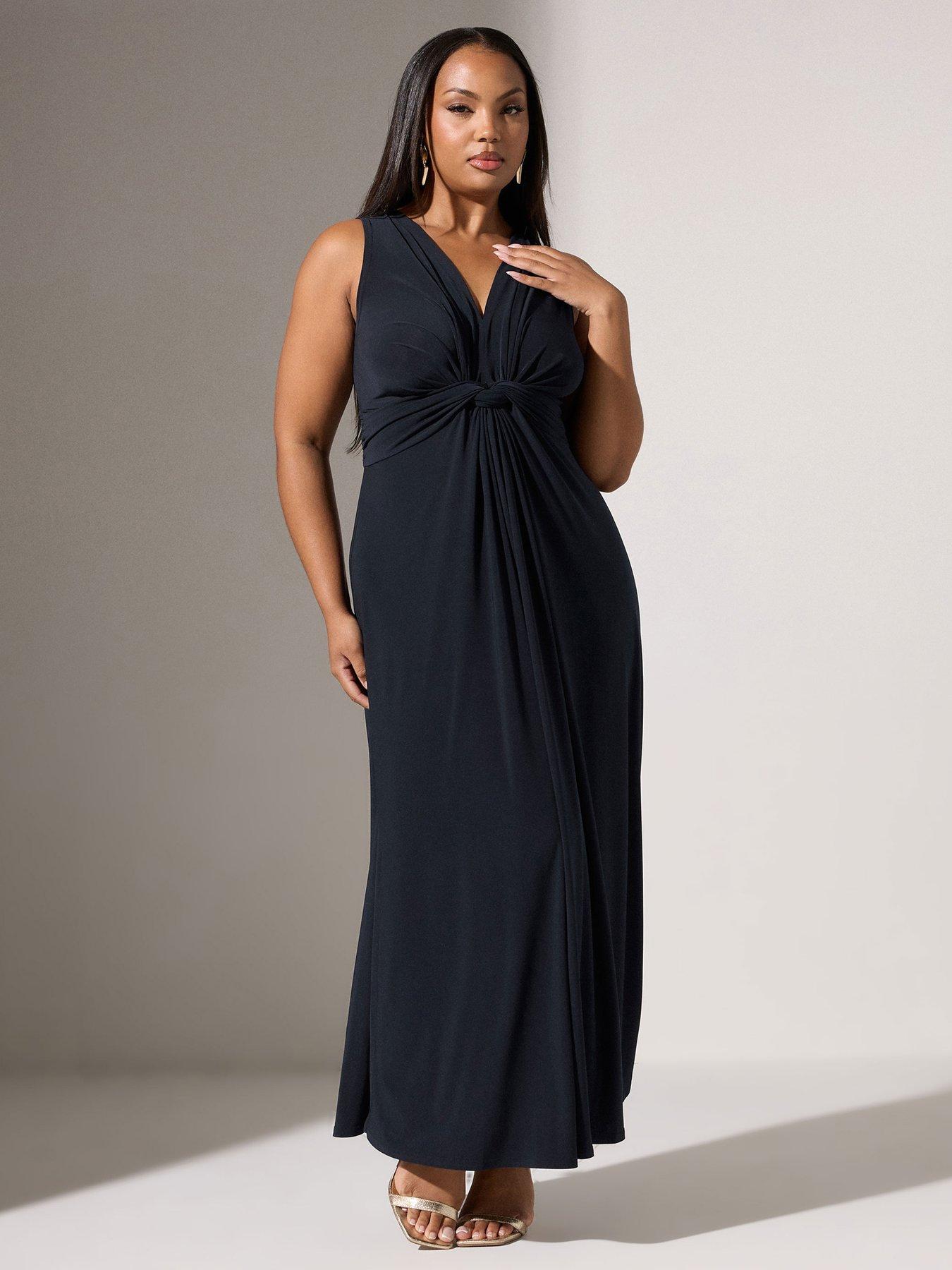 undefined Curve Knot Front Maxi Dress - Blue