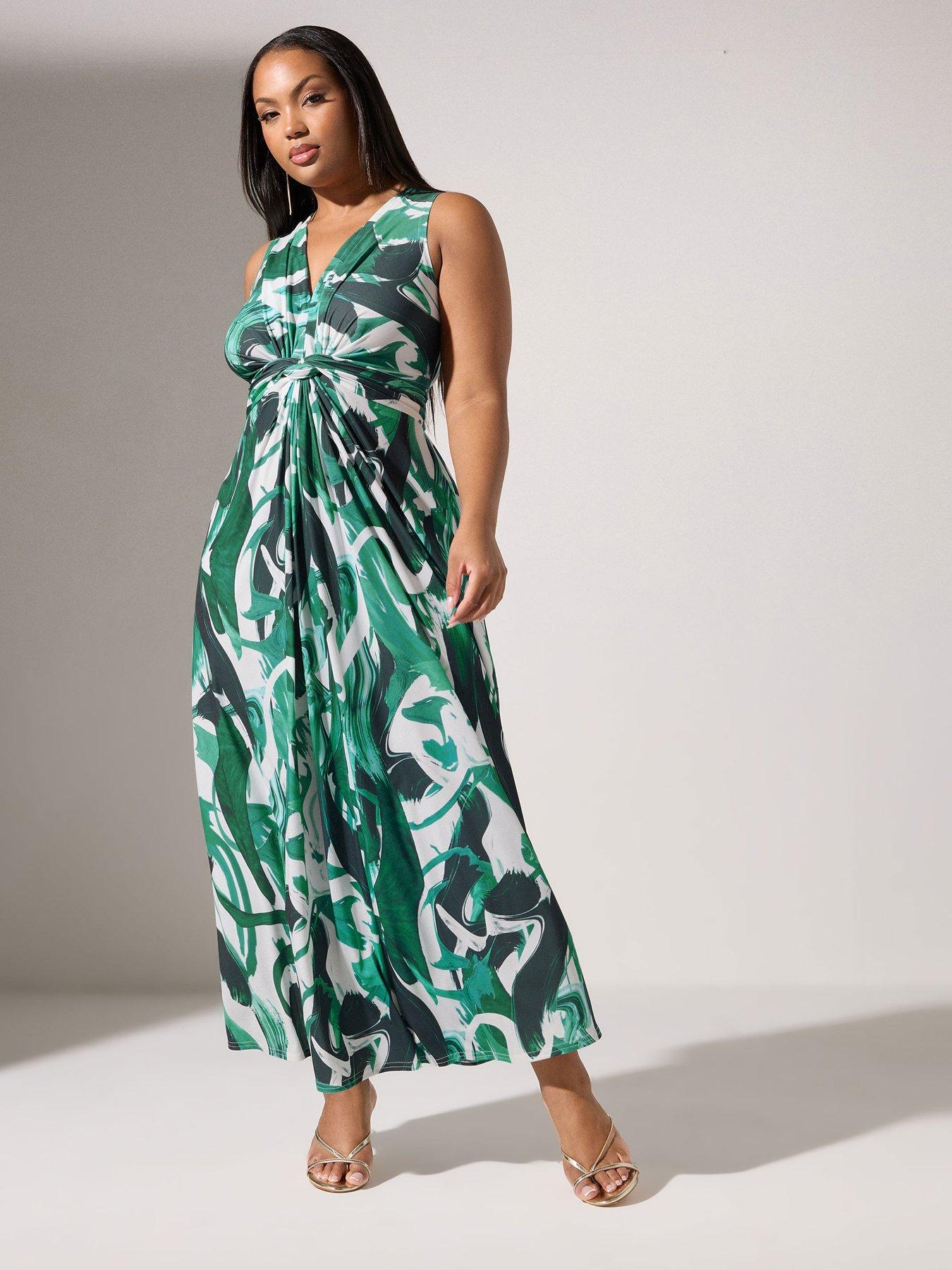 yours-curve-knot-front-maxi-dress-greenfront