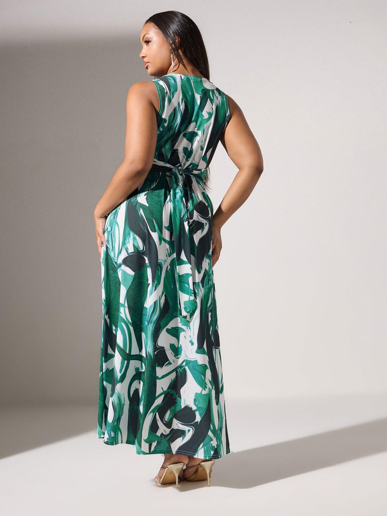 yours-curve-knot-front-maxi-dress-greenstillFront