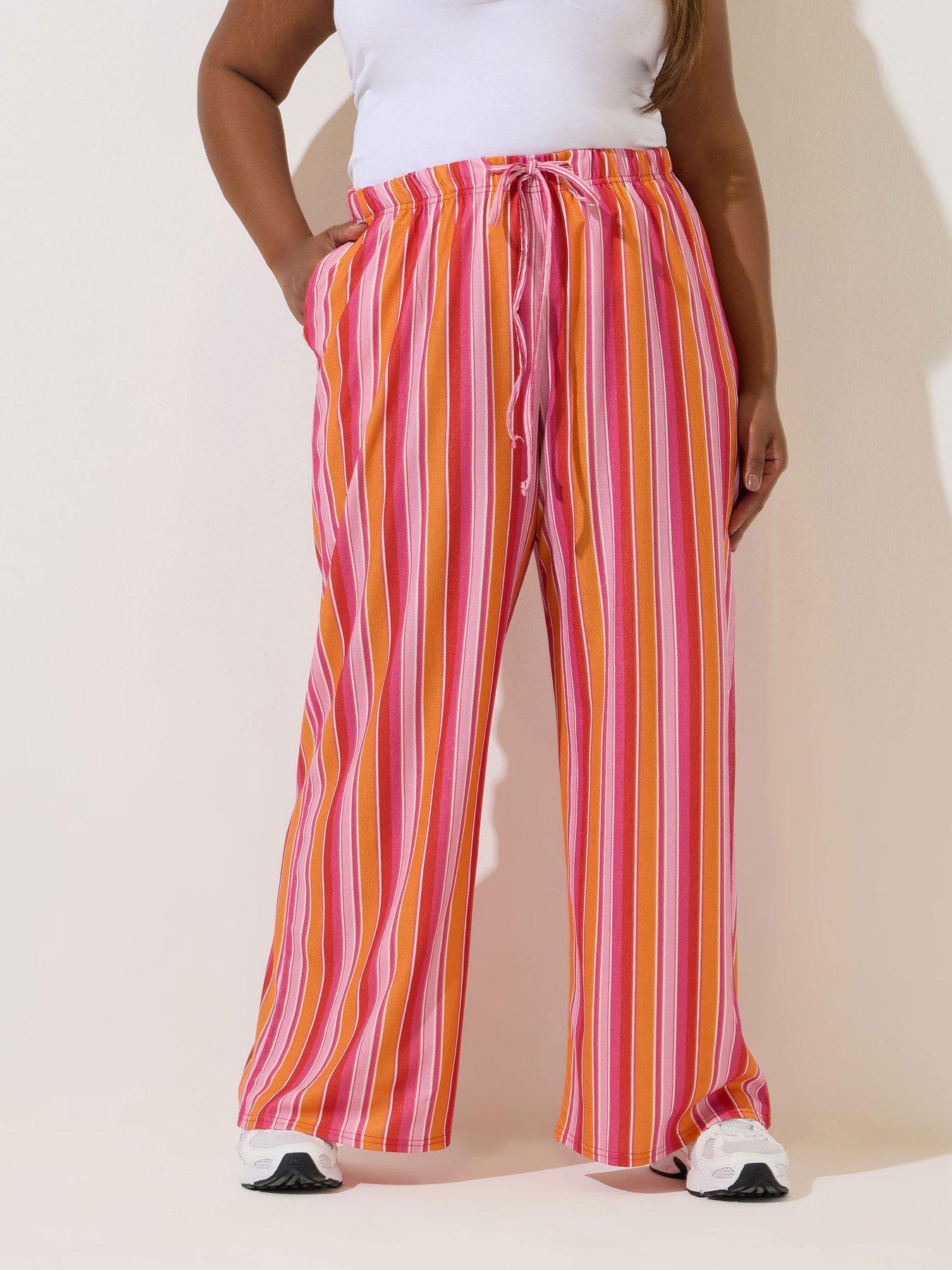 undefined Curve Stripe Wide Leg Trouser - Orange