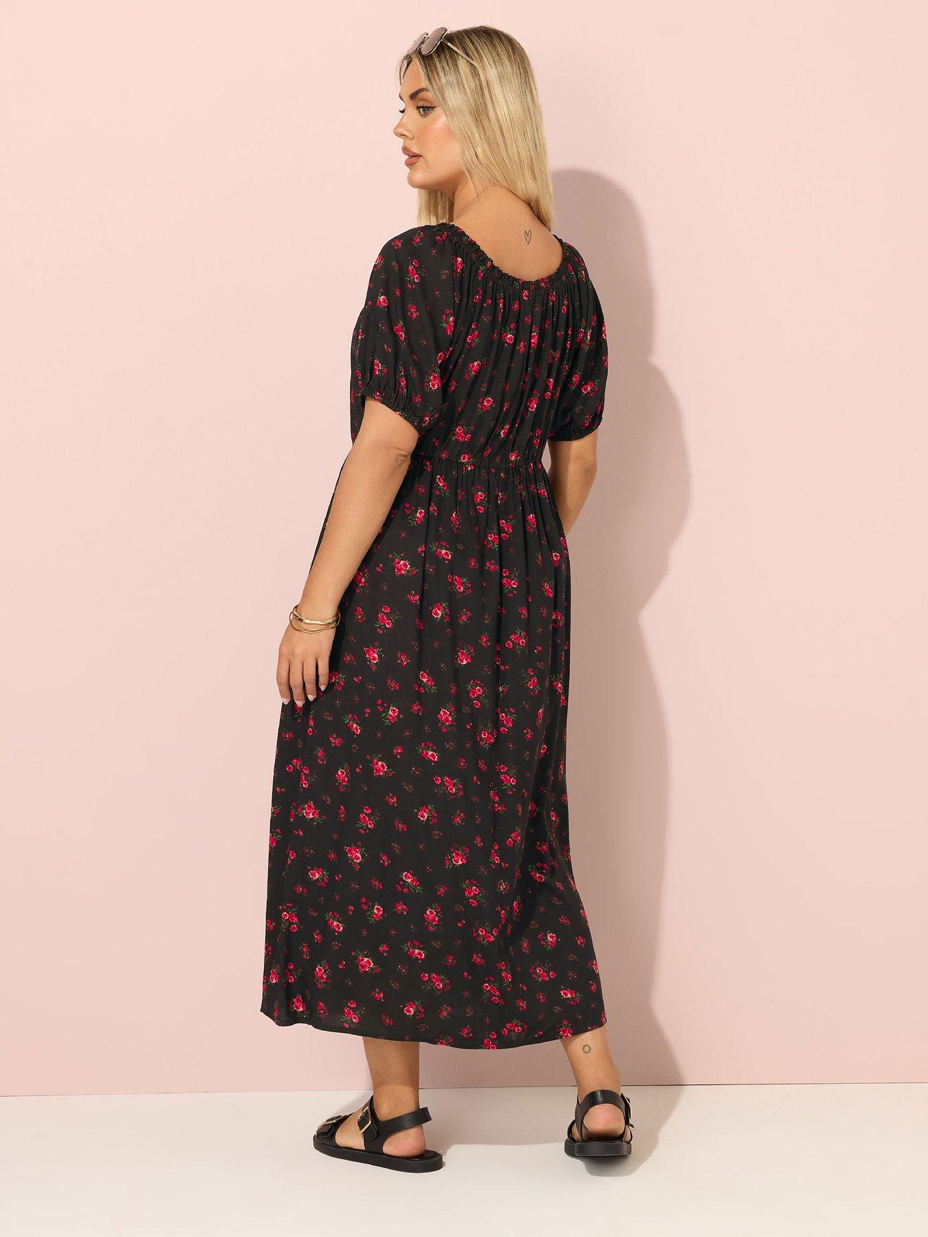 Image 2 of 5 of Yours Curve Short Sleeve Gypsy Dress - Black