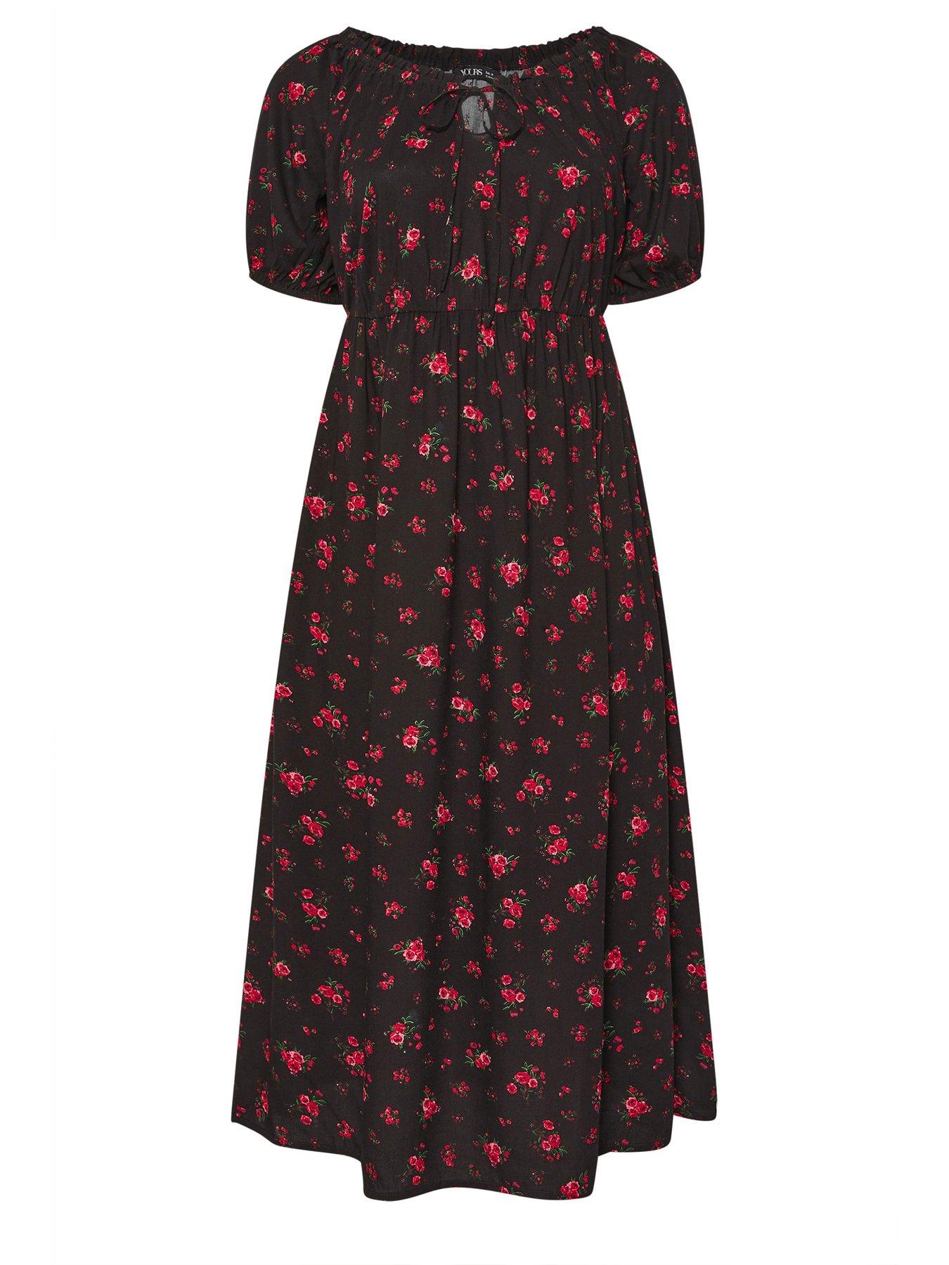 Image 5 of 5 of Yours Curve Short Sleeve Gypsy Dress - Black