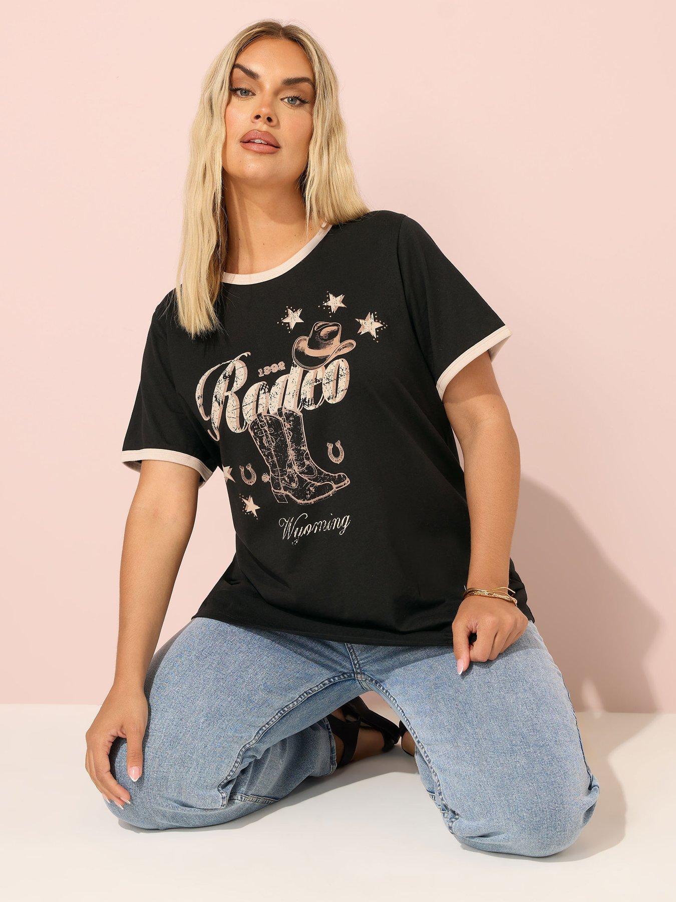 undefined Curve Rodeo Placement Print T-Shirt - Black