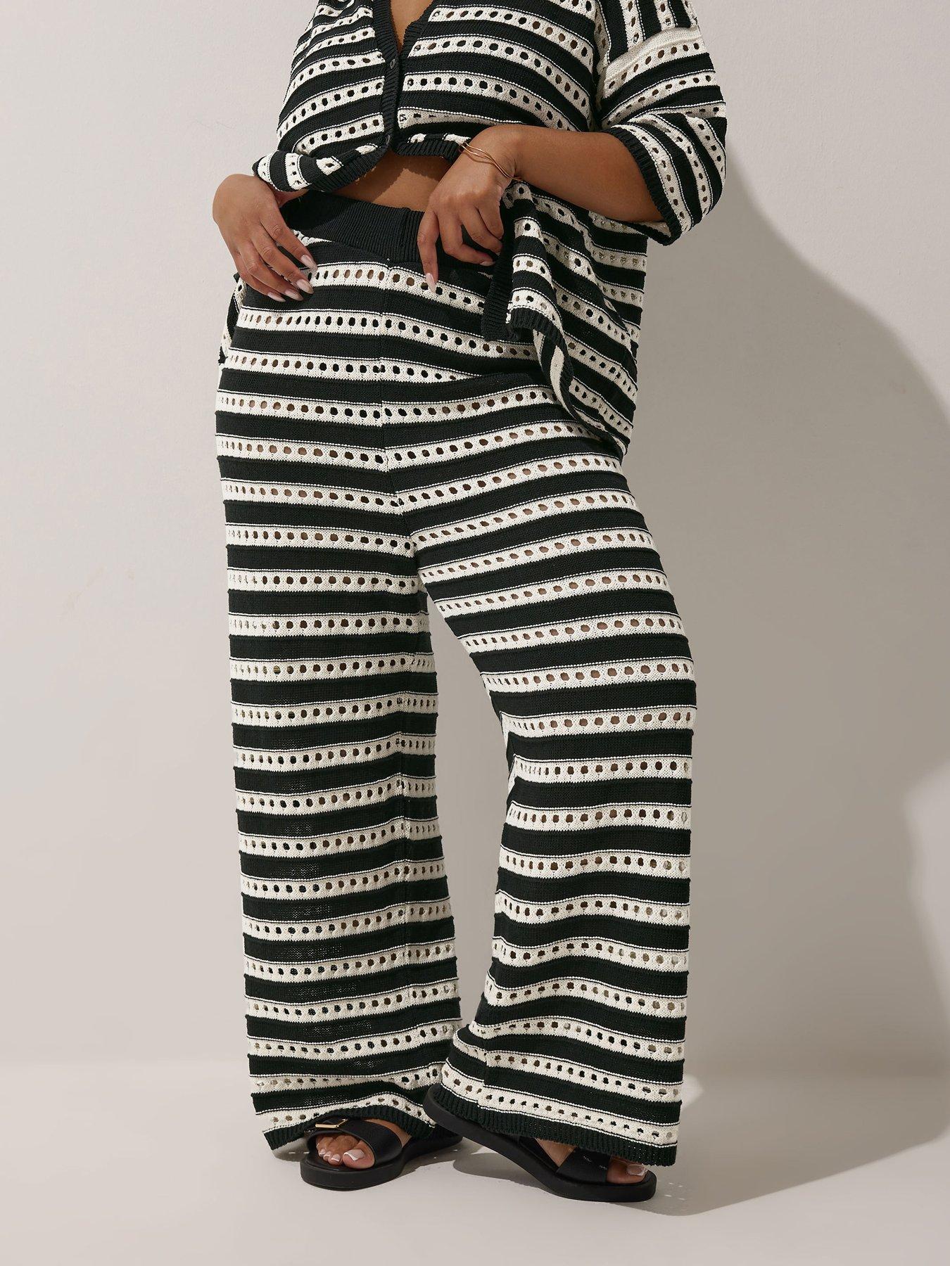 Image of Yours Curve Wide Leg Knitted Trouser - Black