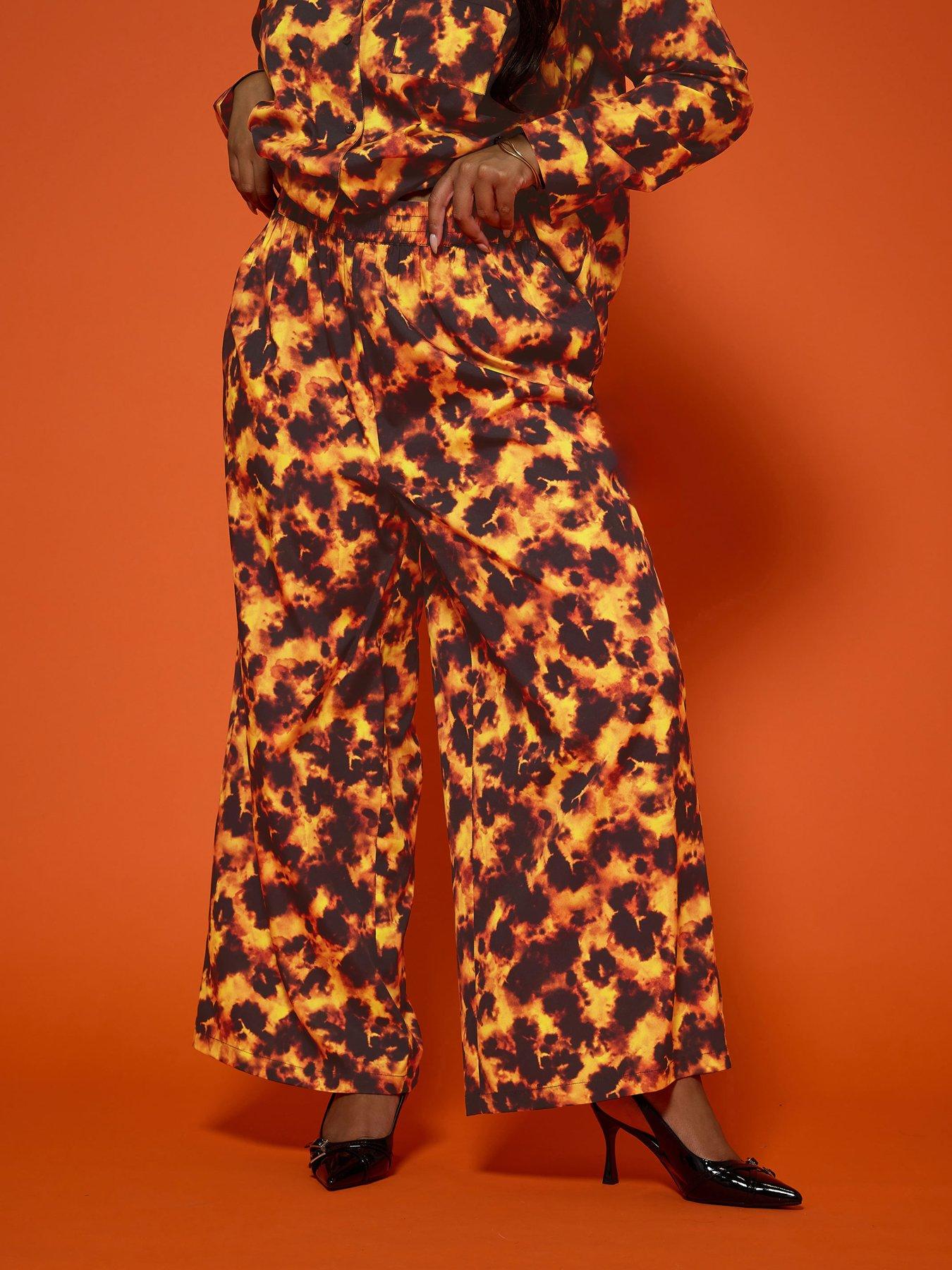 Image 1 of 4 of Yours Curve Tortoise Shell Trouser - Orange