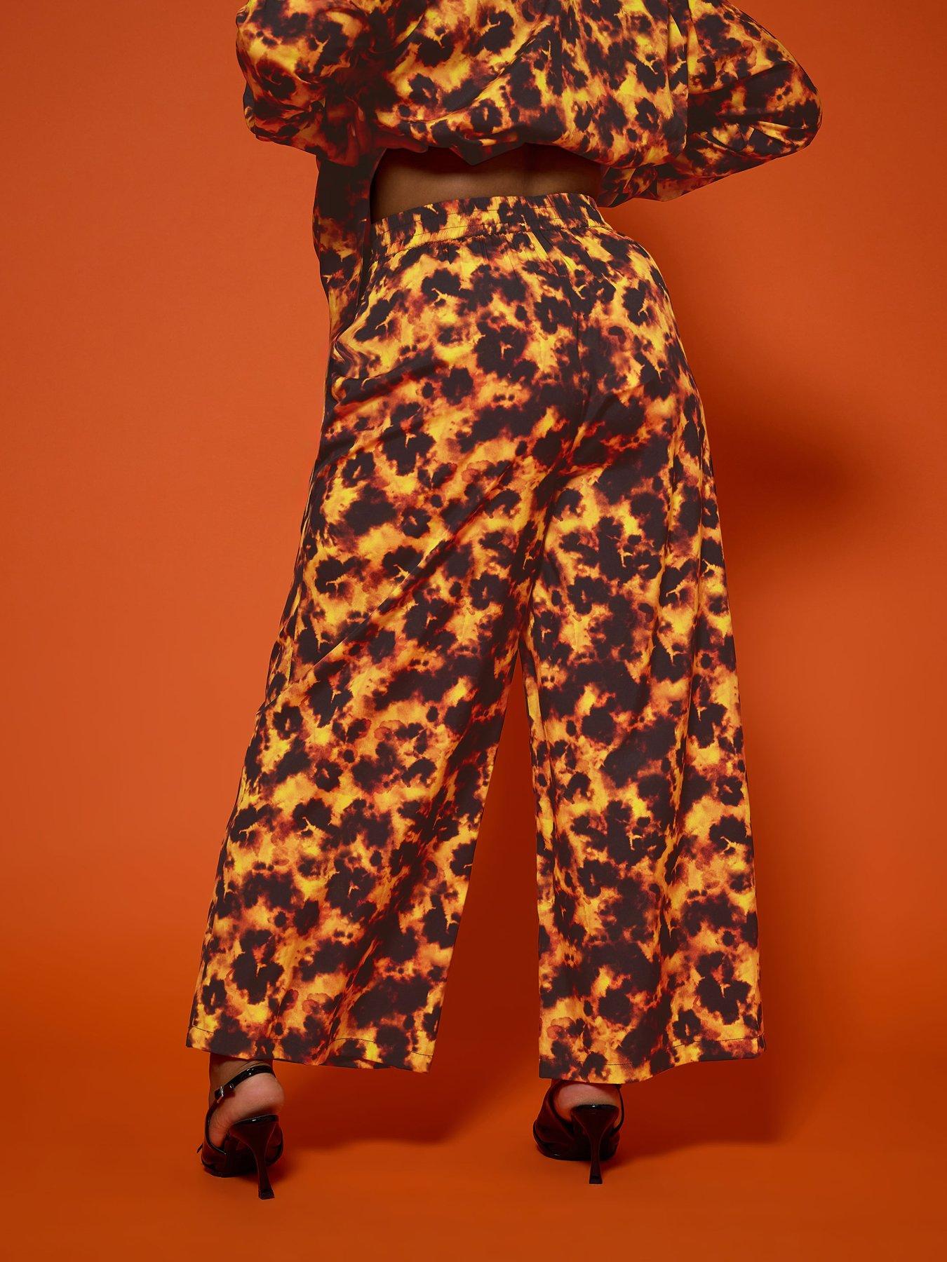 Image 2 of 4 of Yours Curve Tortoise Shell Trouser - Orange